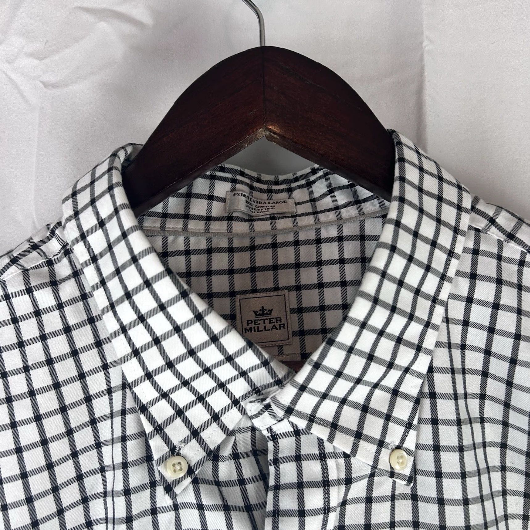 Peter Millar Peter Millar Shirt Mens 2XL White Black Check Long Sleeve Dress Shirt Nanoluxe Easy Care Dress Shirt Mens Size US XXL / EU 58 / 5 - 3 Thumbnail