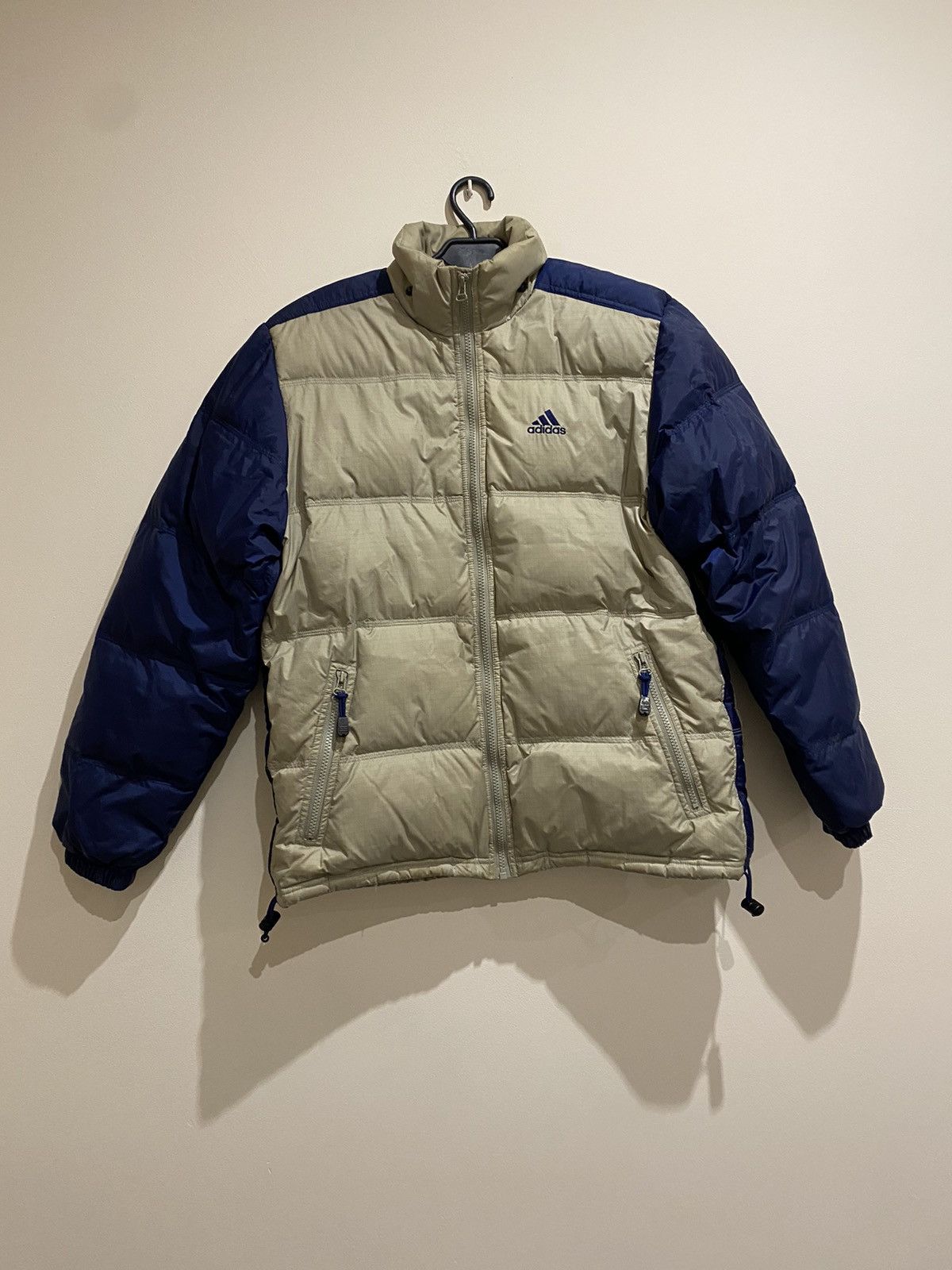 image of Adidas Vintage 00S Brown Puffer Down Jacket in White, Men's (Size Large)