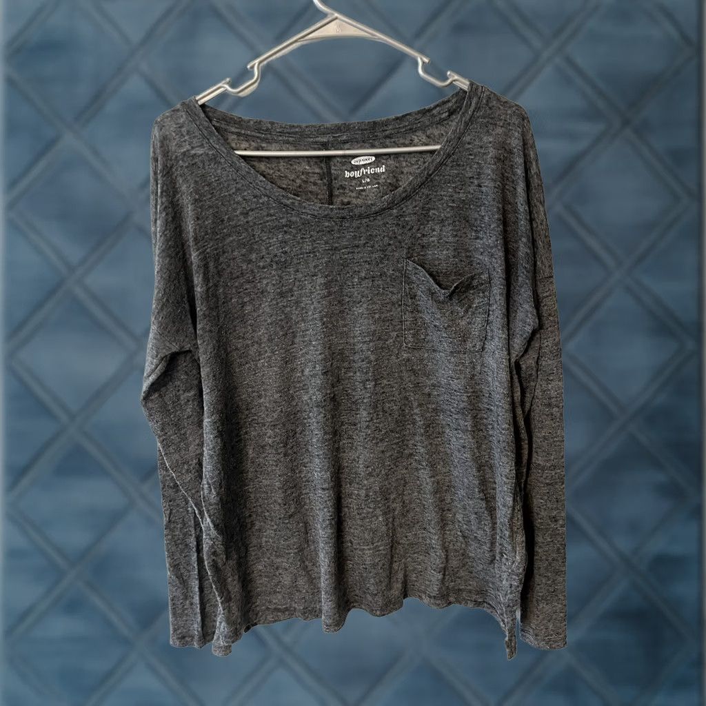 Old Navy Old Navy Shirt Womens Size L Black Boyfriend Short Sleeve Long Sleeve Linen Blen Size L / US 10 / IT 46 - 1 Thumbnail