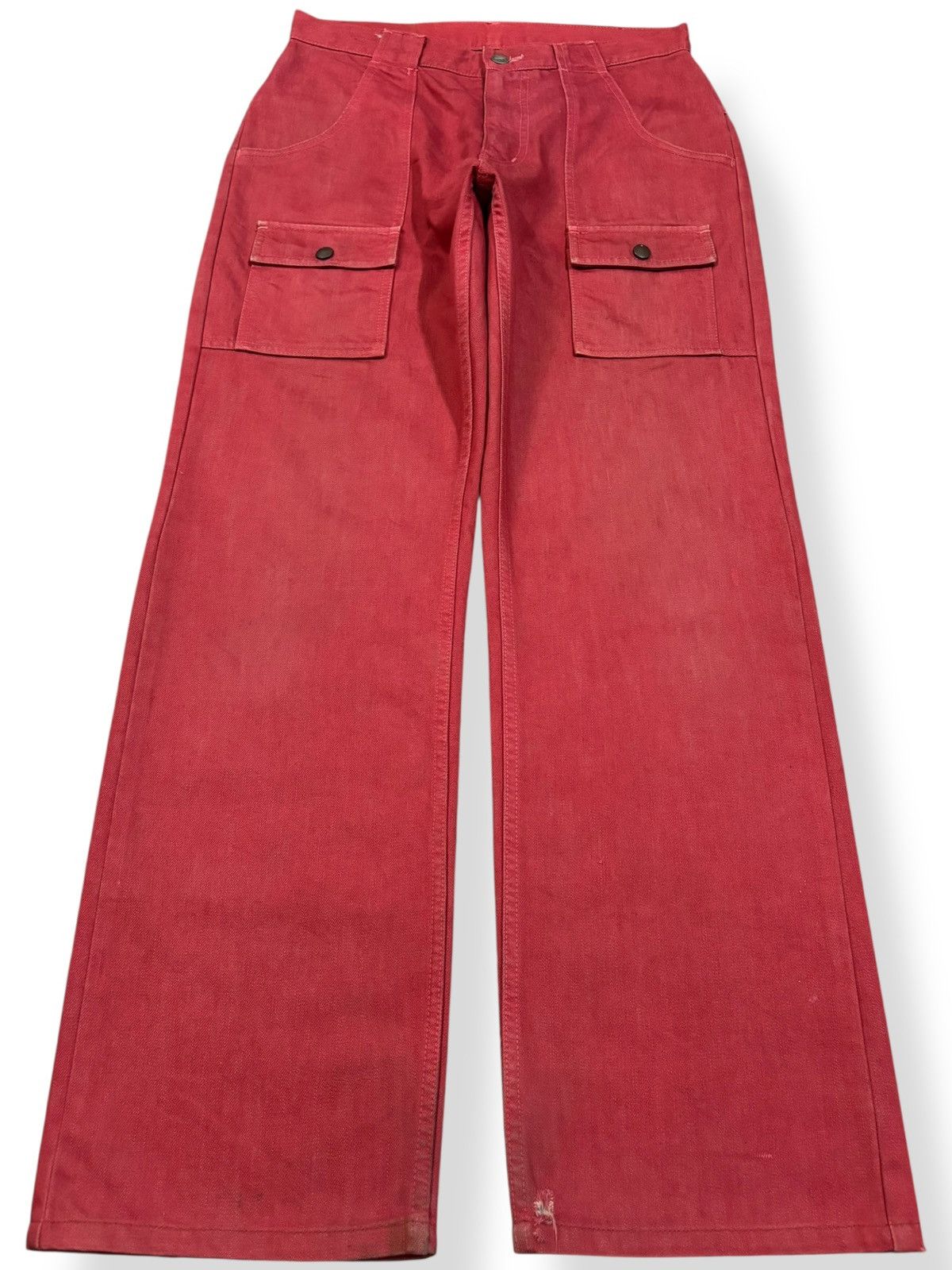 PPFM Vintage Japanese Brand PPFM Red Baggy Bush Denim Pants Size US 30 / EU 46 - 1 Thumbnail