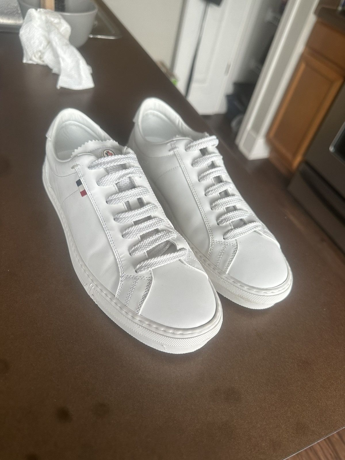 Moncler Men’a Moncler Monaco White Leather Shoes Size US 8 / EU 41 - 1 Thumbnail