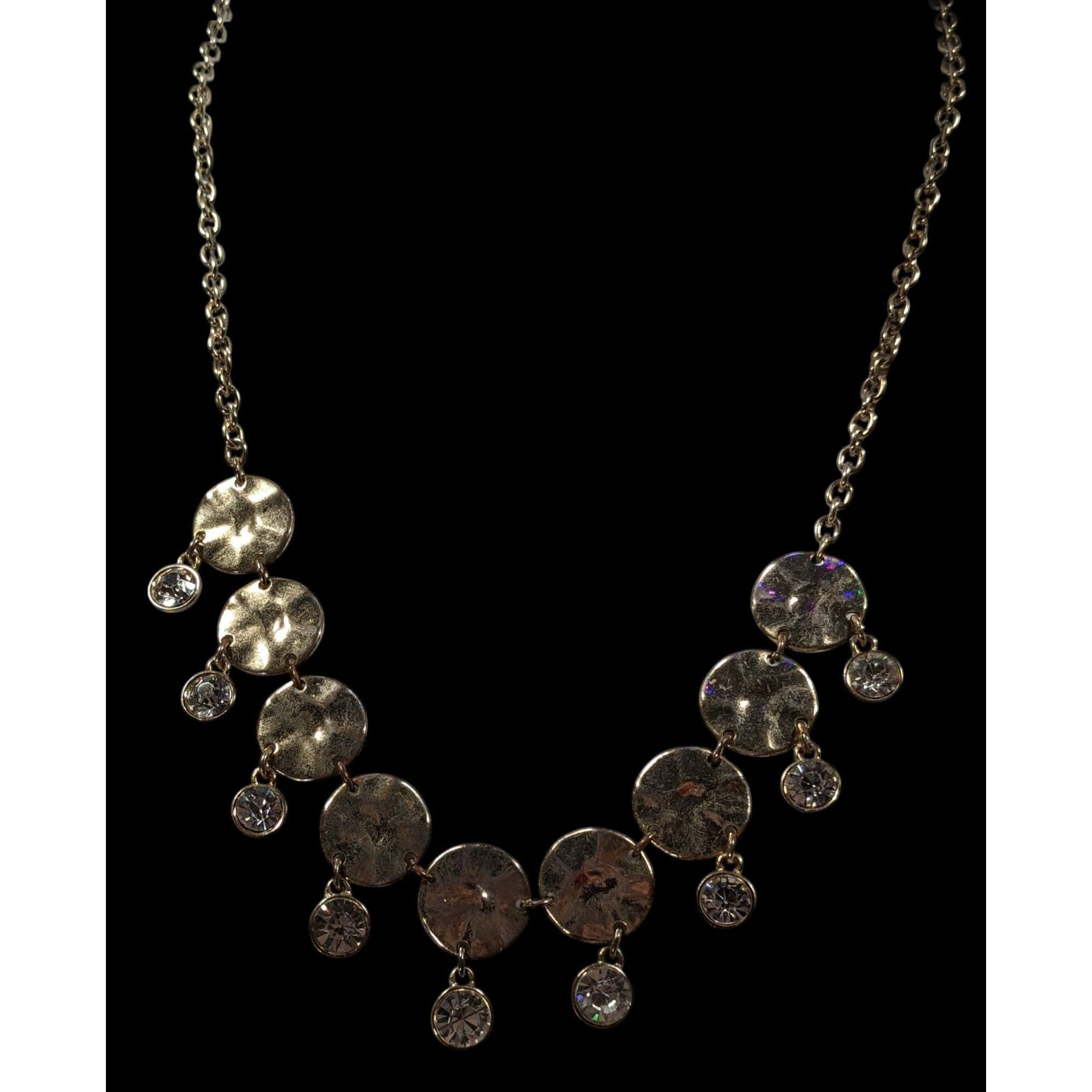 Other Brutalist Glam Gold Tone Charm Rhinestone Necklace Size ONE SIZE - 2 Thumbnail