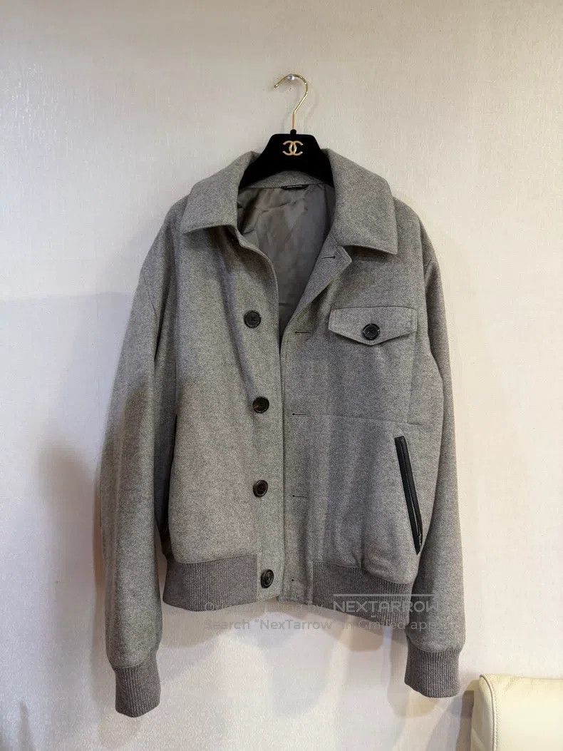 Hermes Hermes Gray Cashmere and Leather Jacket Size US M / EU 48-50 / 2 - 1 Thumbnail