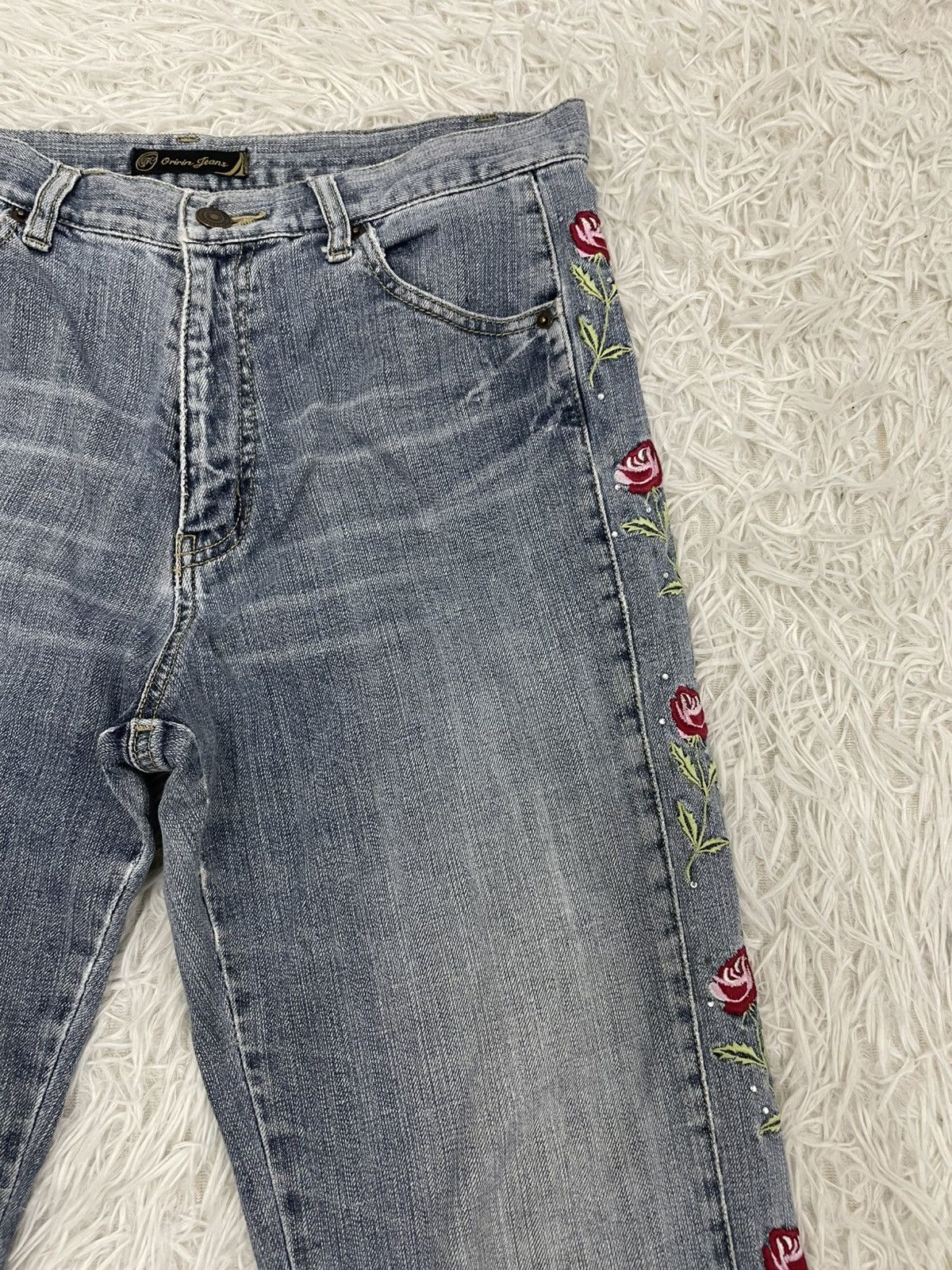 Japanese Brand Origin Jeans Pant Side Flowers Size 31" - 4 Thumbnail