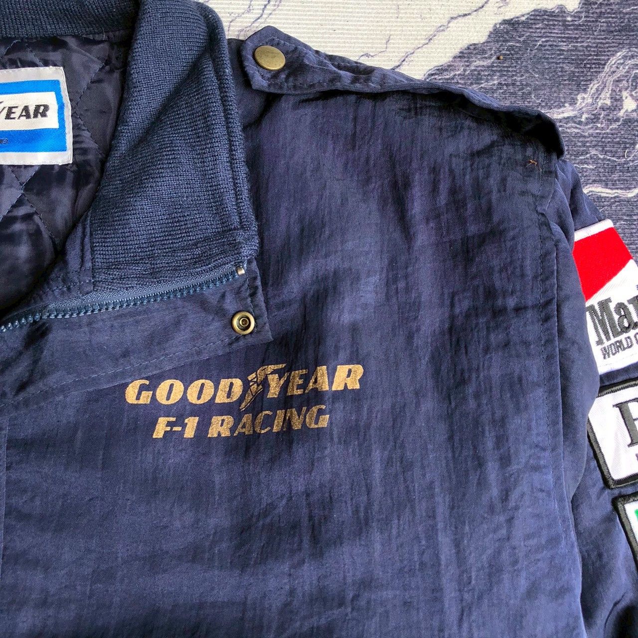 Vintage RARE Vintage 90s Goodyear F1 Racing Patch Quilted Jacket Size US M / EU 48-50 / 2 - 7 Thumbnail