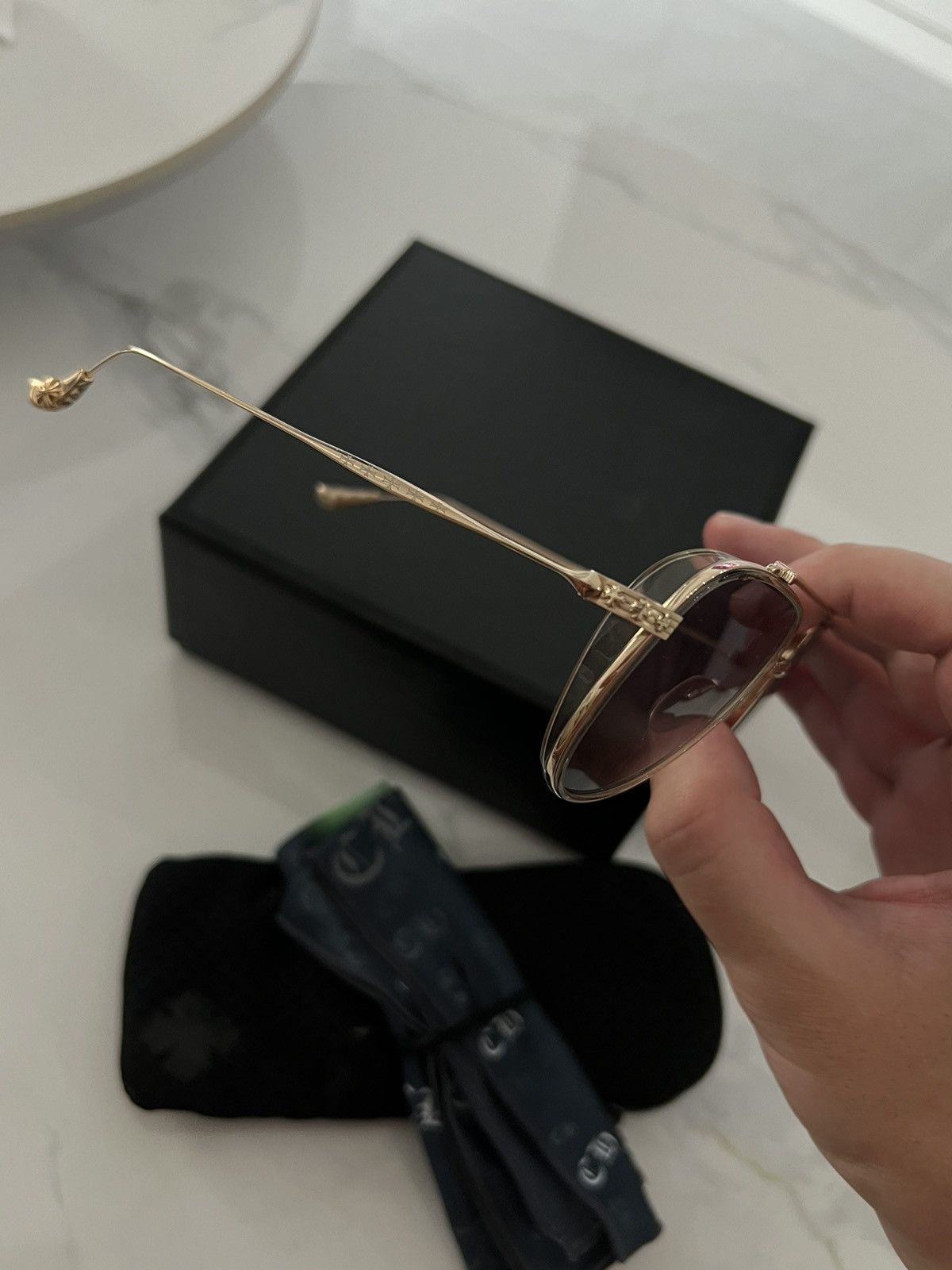 Chrome Hearts Chrome Hearts „Whisker Biscuit“ Gold Aviator Glasses Size ONE SIZE - 7 Thumbnail