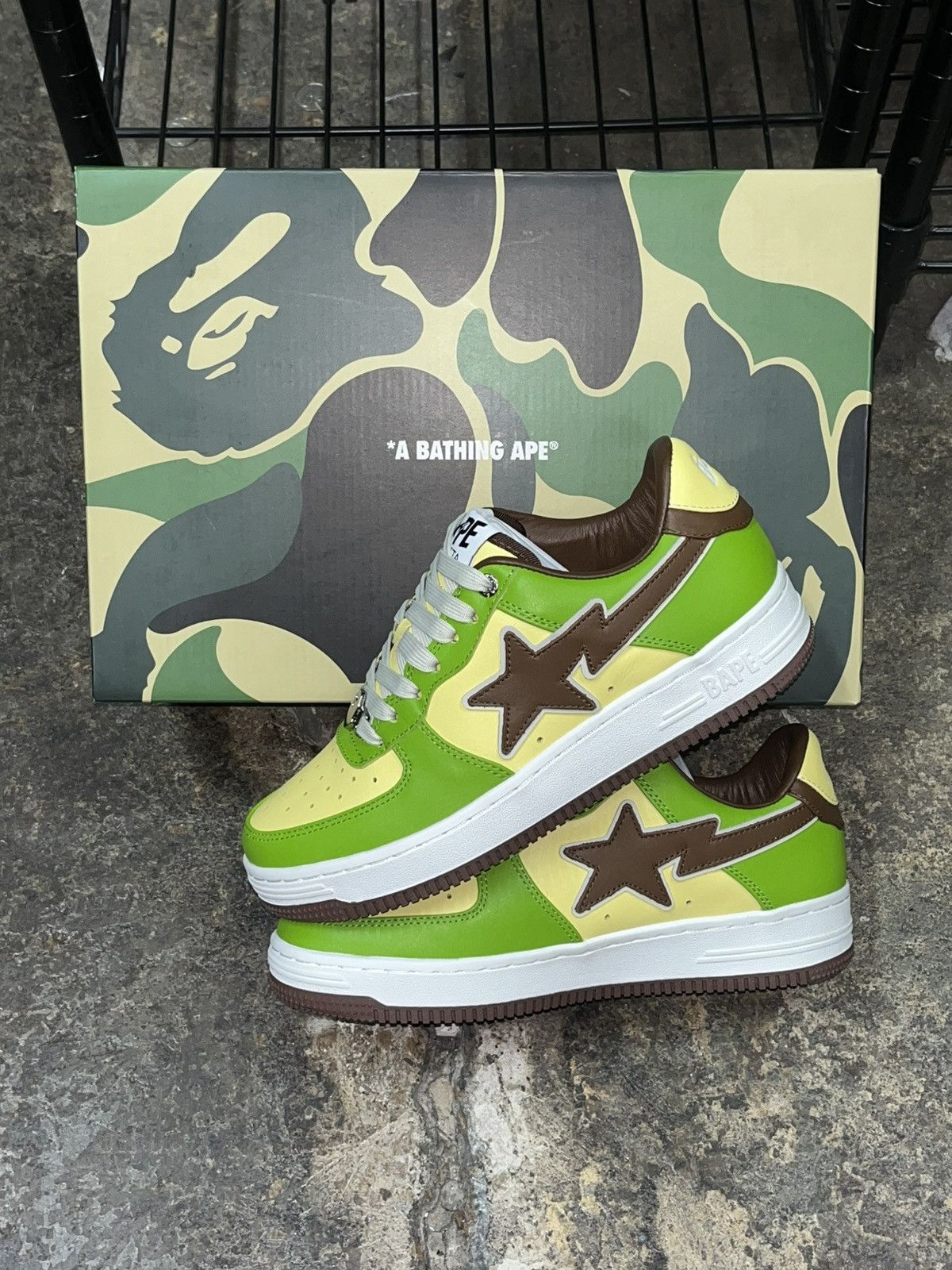 Bape Bape x SSense Bape Sta Green Yellow Sz. 7 Bapesta Size US 7 / EU 40 - 1 Thumbnail