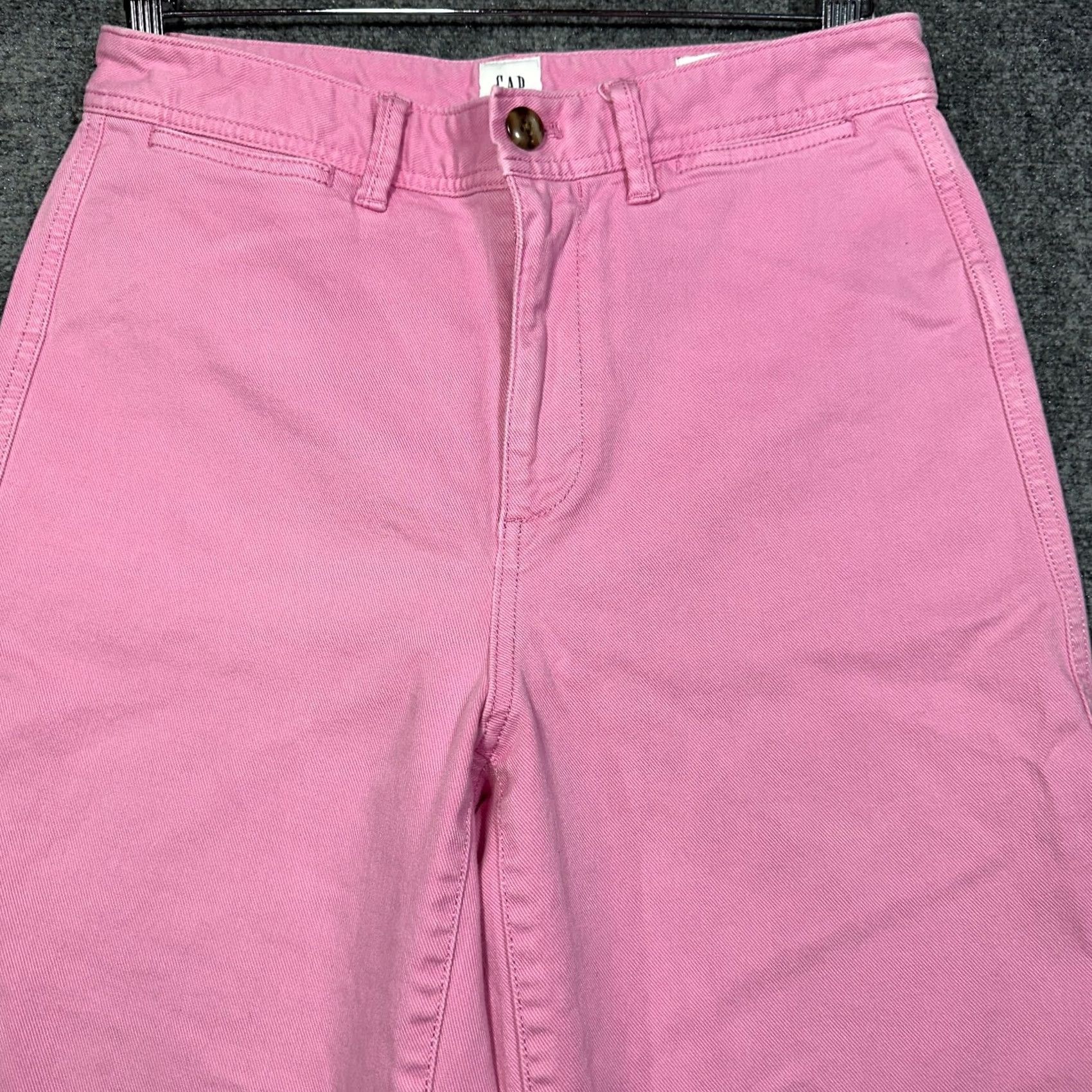 Gap Gap Jeans Wide Leg High Rise Crop Pink Cotton Stretch Pockets Size 6 Womens Size 28" / US 6 / IT 42 - 3 Thumbnail