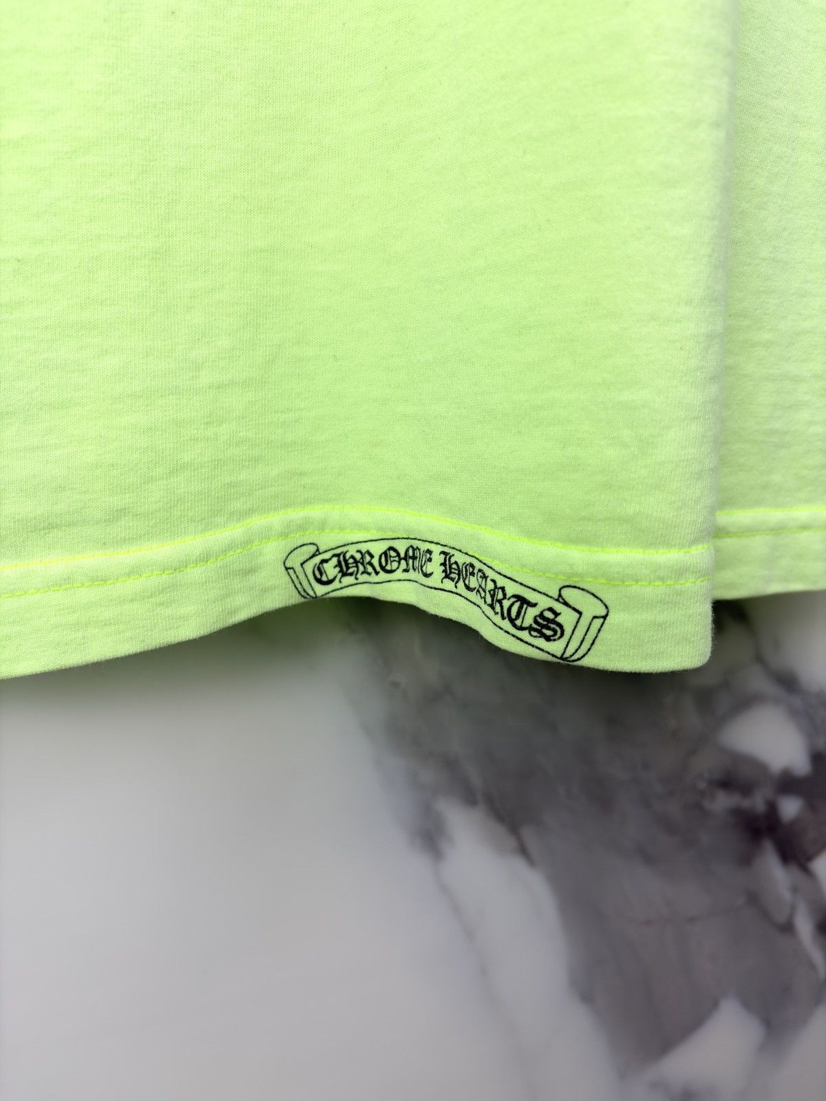 Chrome Hearts Chrome Hearts Vintage Neon Green Scroll Logo Pocket Tshirt Size US L / EU 52-54 / 3 - 9 Thumbnail