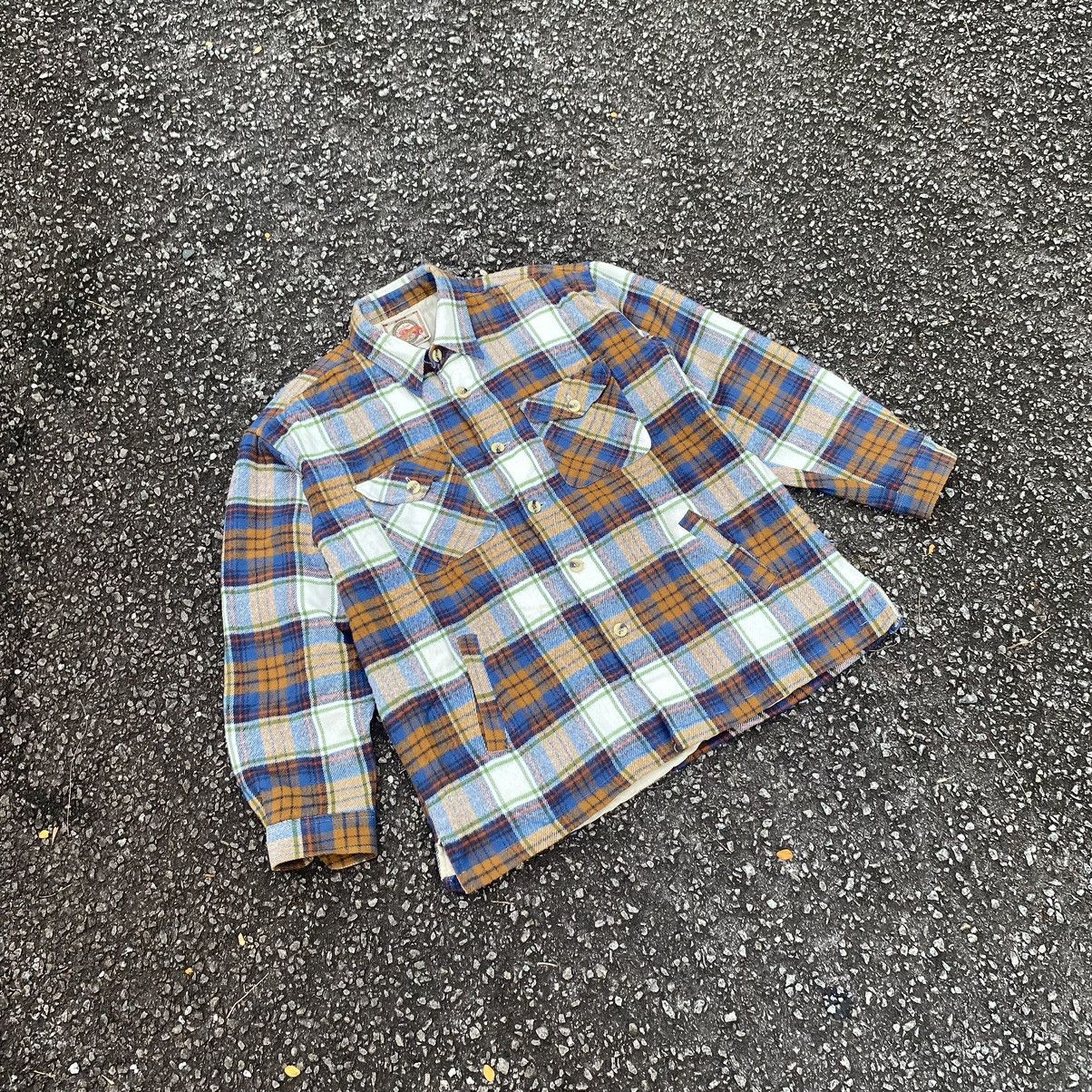 image of Vintage Plaid Button Up Flannel Jacket in Check, Men's (Size Large)