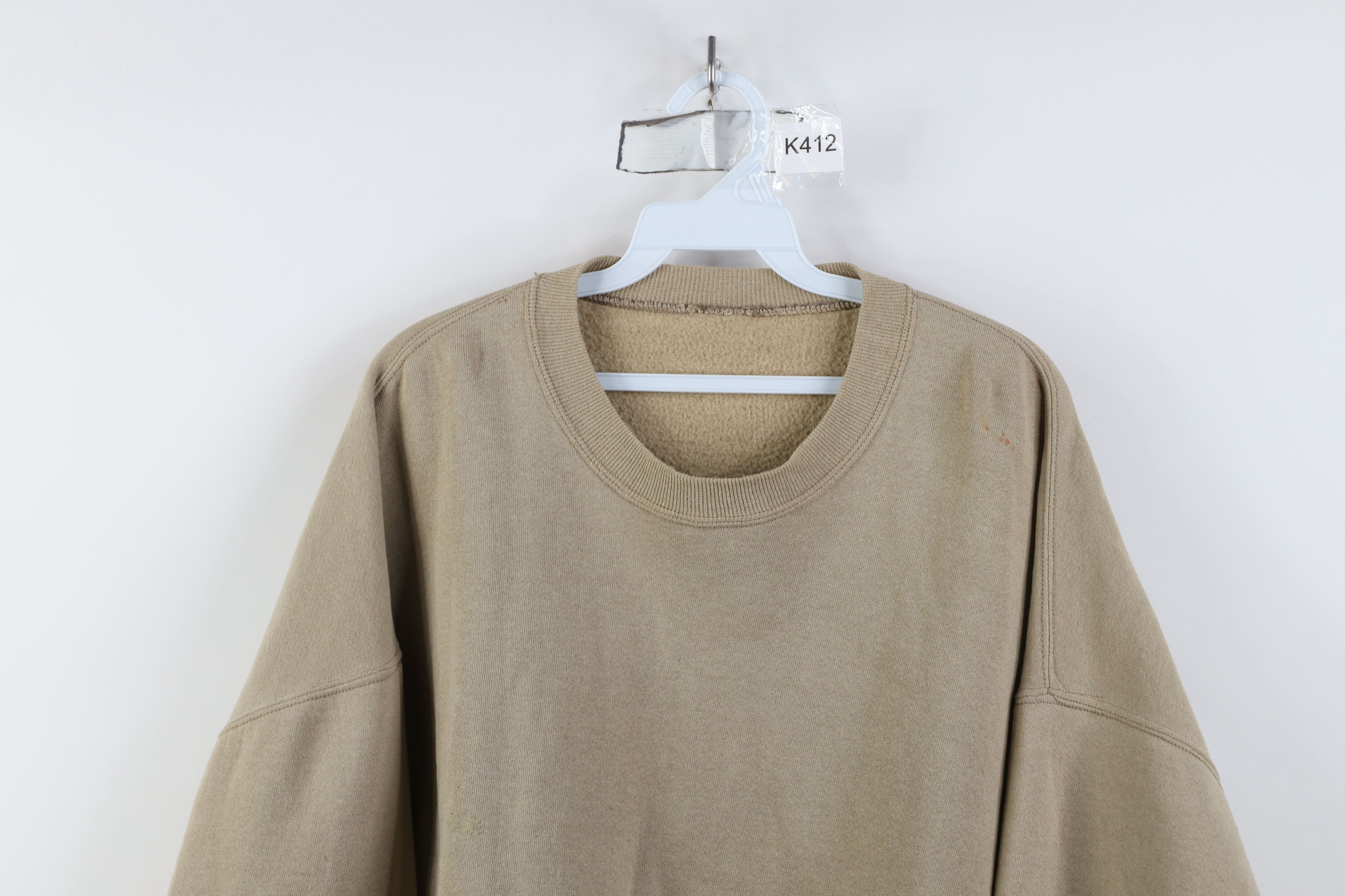 Vintage Vintage 90s Streetwear Blank Crewneck Sweatshirt Khaki Beige Size US XXL / EU 58 / 5 - 2 Thumbnail