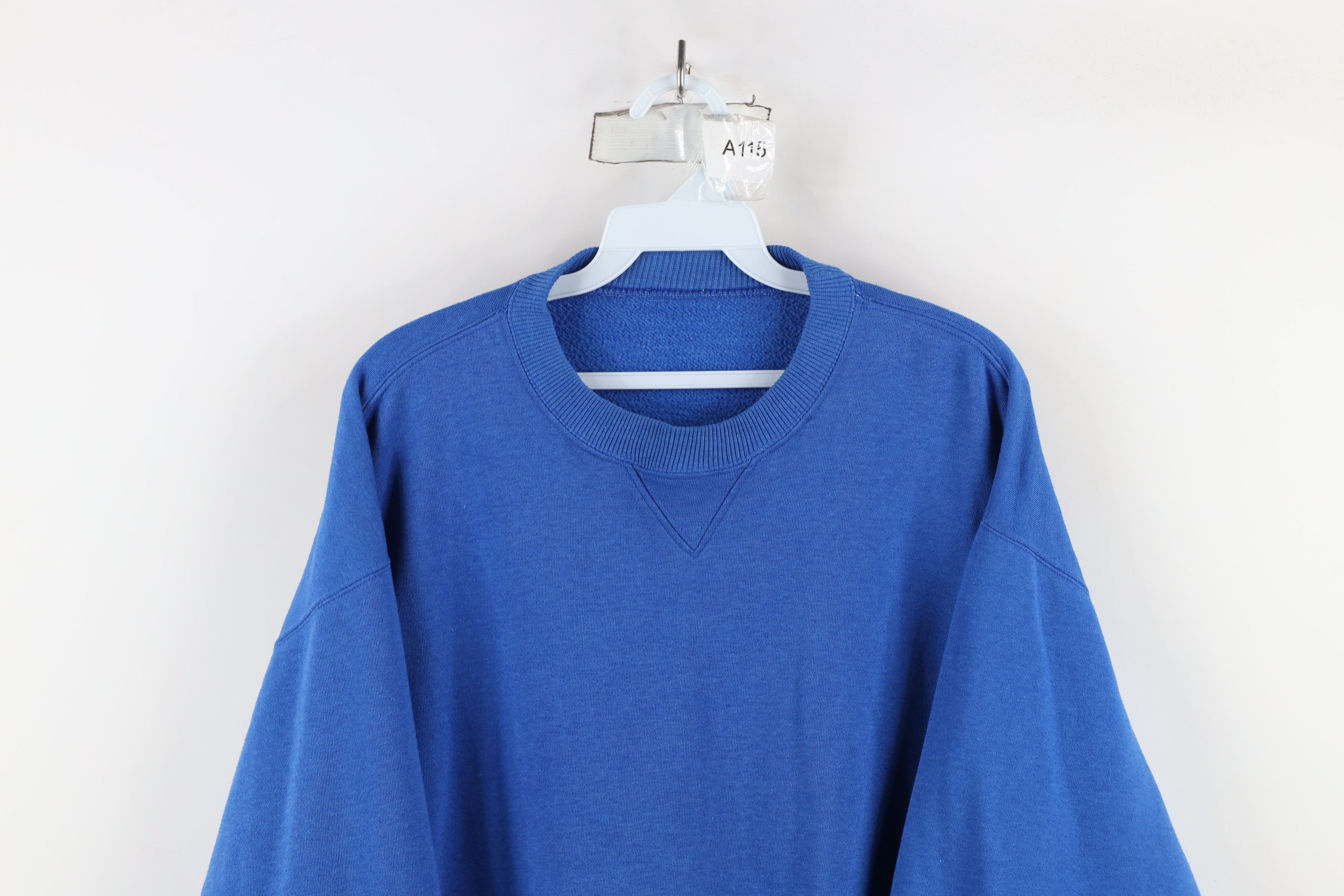 Vintage Vintage 90s Streetwear Blank Crewneck Sweatshirt Blue USA Size US M / EU 48-50 / 2 - 2 Thumbnail