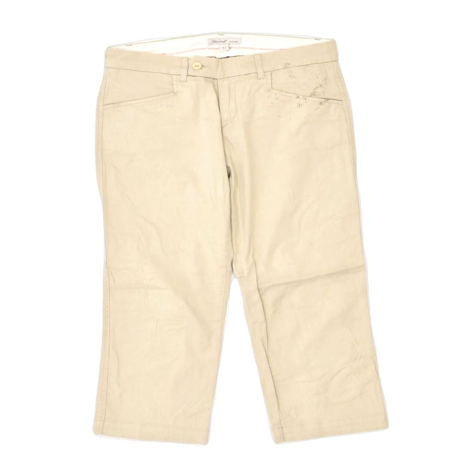 Vintage WOOLRICH Womens Capri Trousers Beige Cotton Size 30 L22 Size 30" / US 8 / IT 44 - 2 Thumbnail