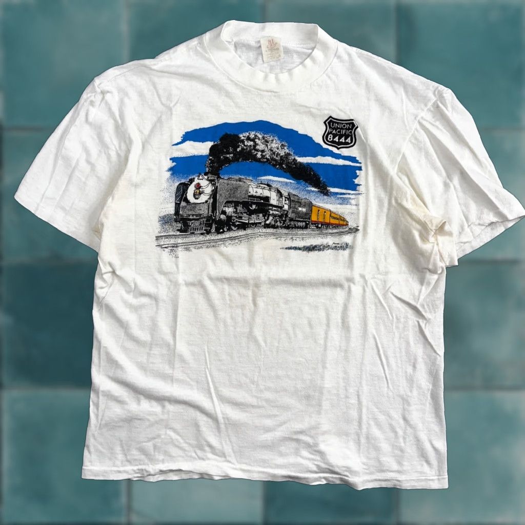 Vintage VINTAGE USA Railroad Train 70s T Shirt Men Large White Graphic Stedman 1970s All Seasons Size US L / EU 52-54 / 3 - 1 Thumbnail
