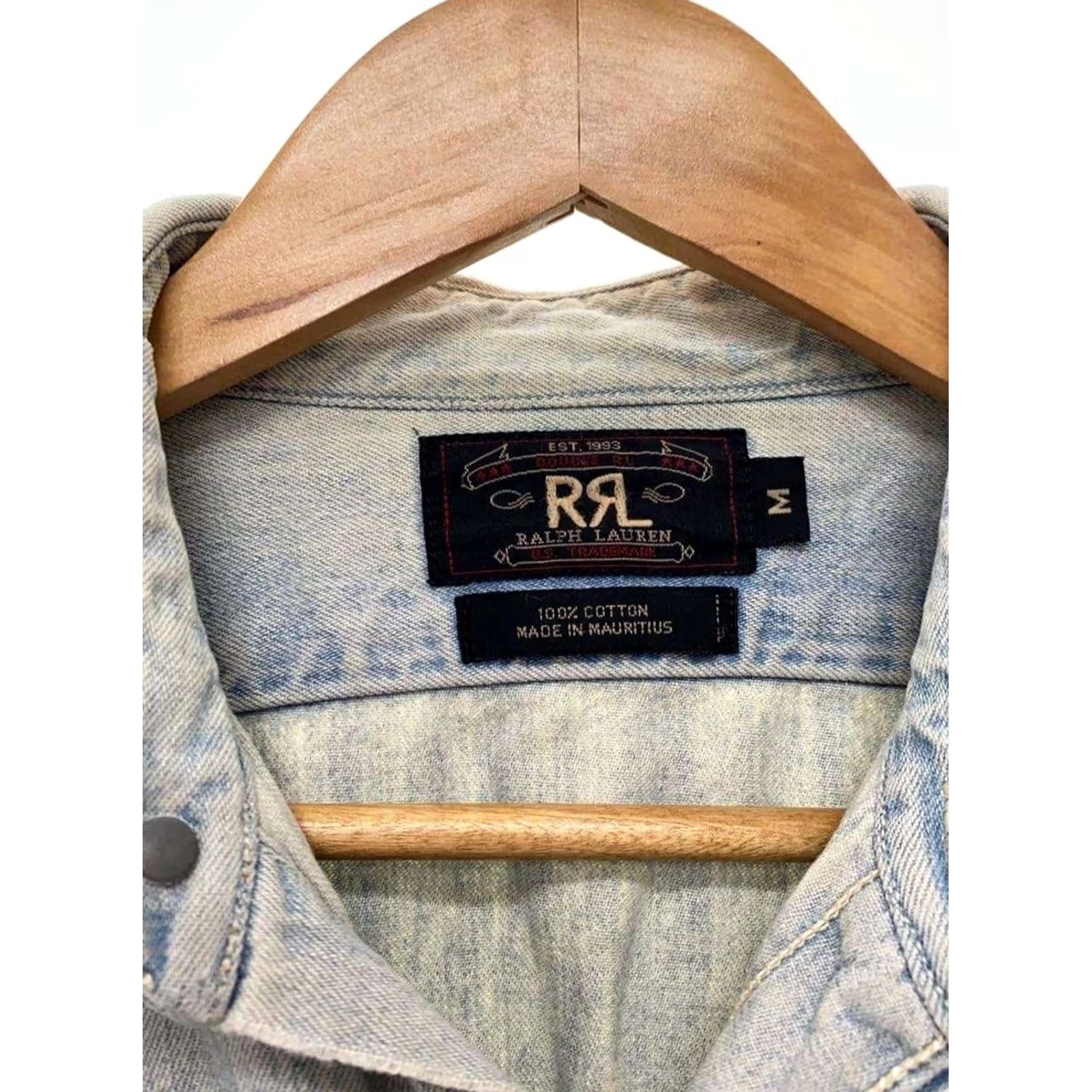 Ralph Lauren RRL Ralph Lauren Light Indigo Denim Long Sleeve Shirt M Mens/Adult Button-Up, 100% Cotton, Vintage? (If applicable) Size US M / EU 48-50 / 2 - 3 Thumbnail