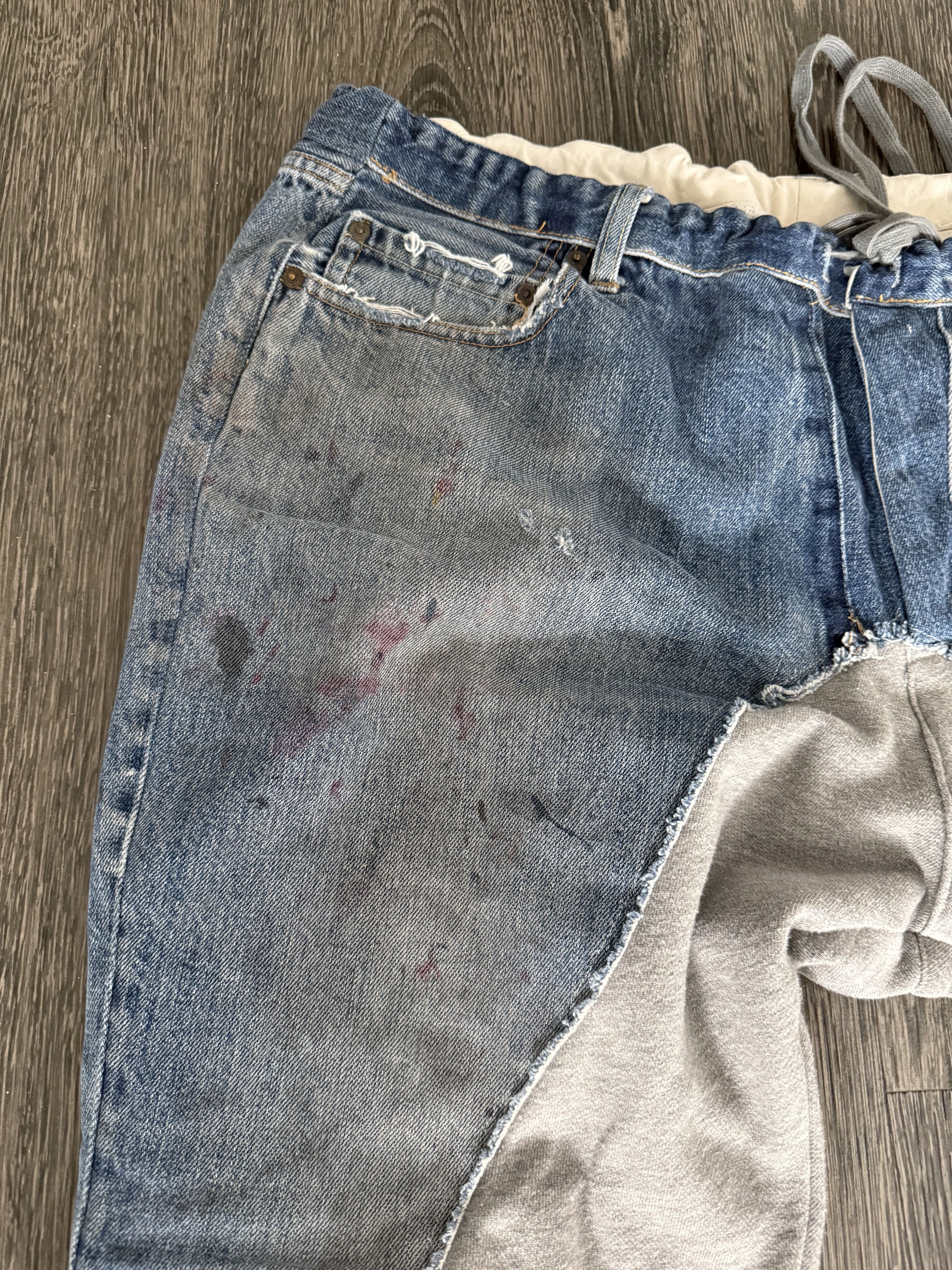 Greg Lauren Greg Lauren 50/50 hybrid denim-sweatpants Size US 43 - 2 Thumbnail