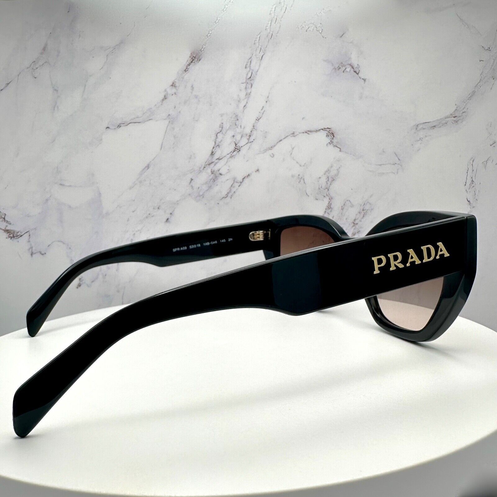 Prada New Prada Black Sunglasses Cat Eye Gold PRADA Metal Logo Size ONE SIZE - 4 Thumbnail