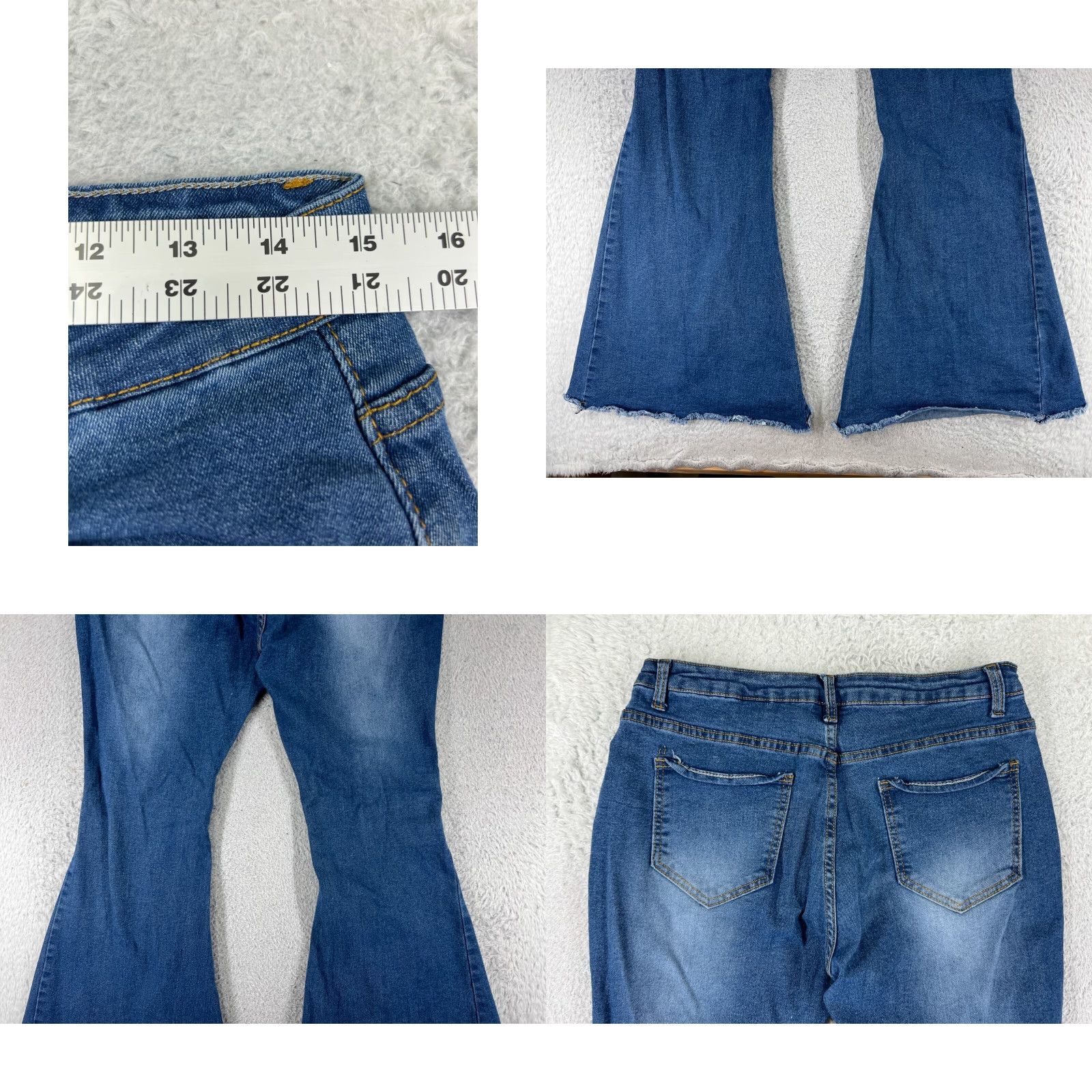 Vintage Pants Jeans Womens 27 Blue Denim Flared Mid Rise Cotton Blend Distressed 5-Pocket Style Size 27" / US 4 / IT 40 - 8 Thumbnail