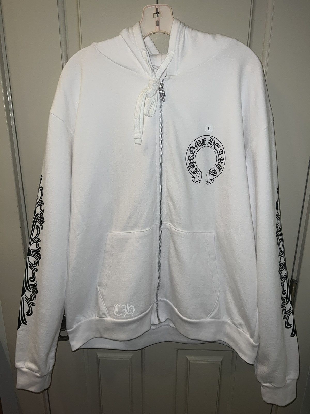 Chrome hearts horshoe hoodie silver