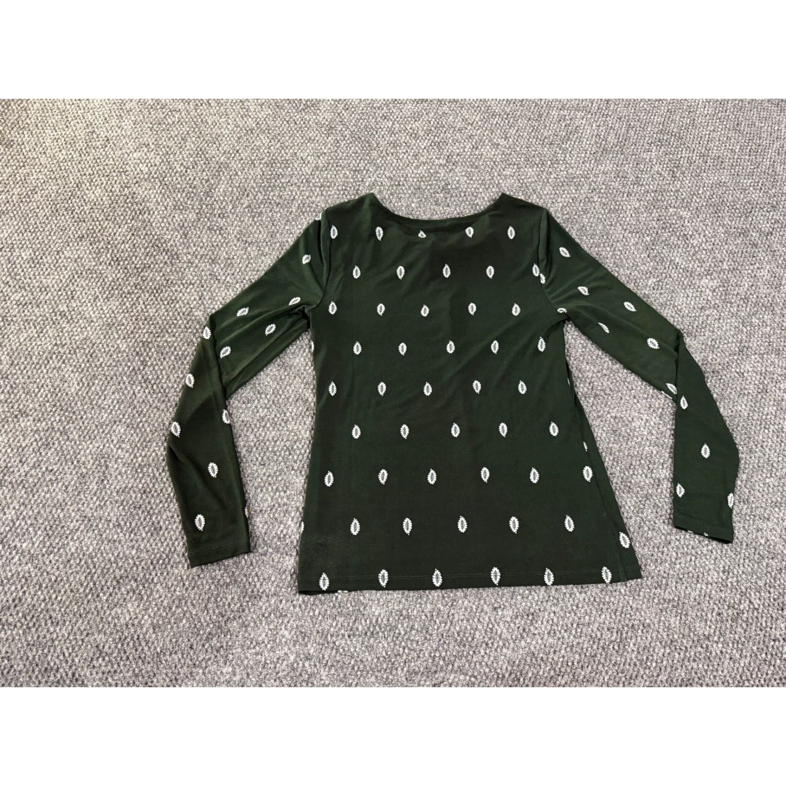 Vintage Ann Taylor Blouse Womens XS Green White Paisley Print Crew Neck Long Sleeve Pullover Top Size XS / US 0-2 / IT 36-38 - 7 Thumbnail