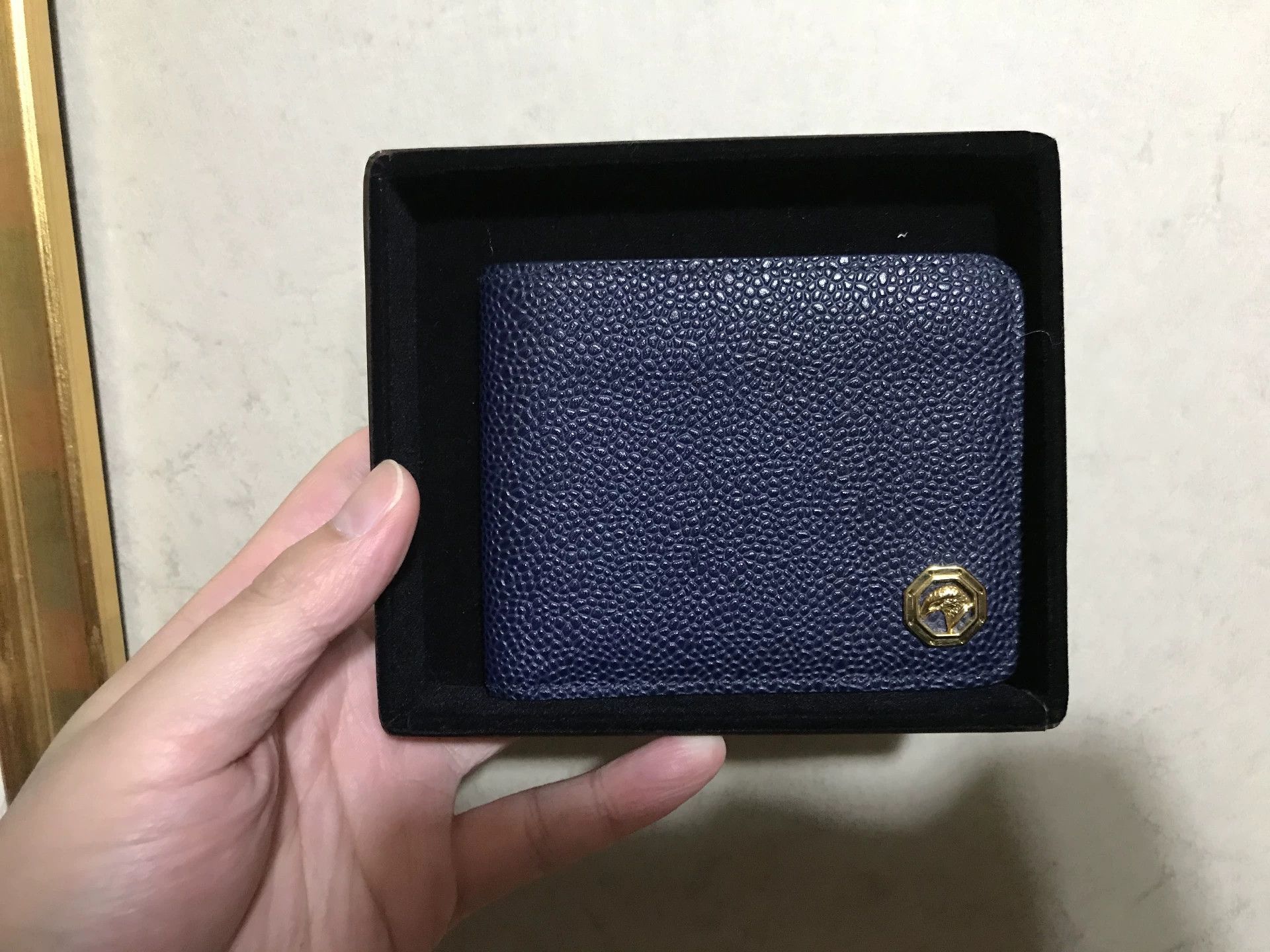 STEFANO RICCI Eagle Head Blue Bifold Wallet