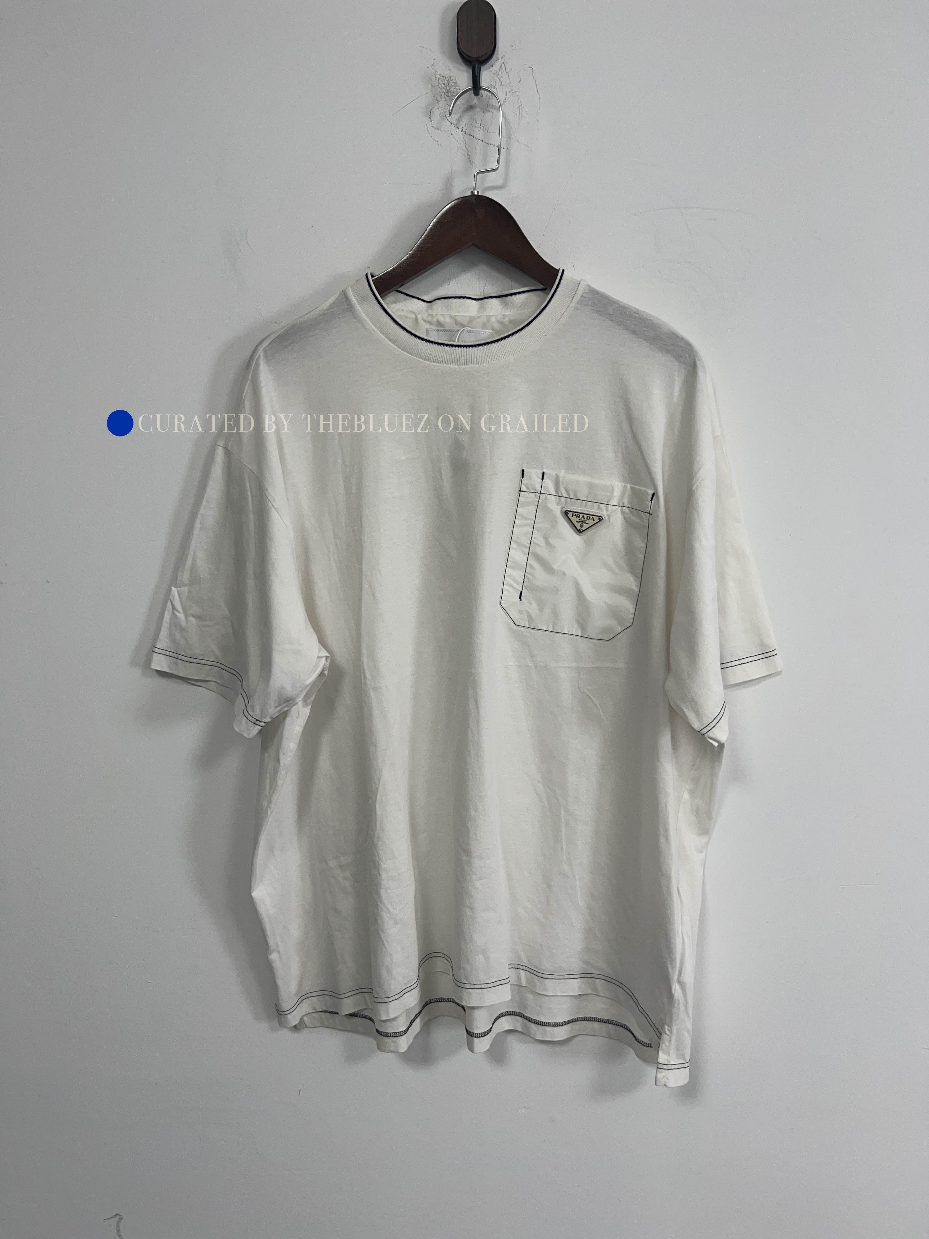 Prada Stylish White Pocket Logo T-Shirt Size US L / EU 52-54 / 3 - 1 Thumbnail