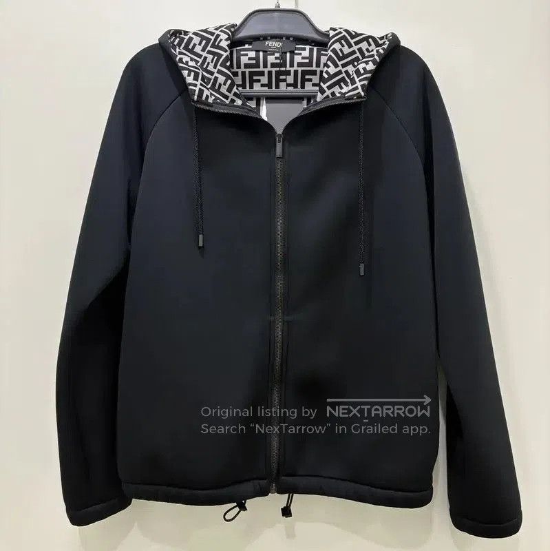 Fendi Fendi Black Nylon Men's Jacket with Logo Hood . Size US L / EU 52-54 / 3 - 1 Thumbnail