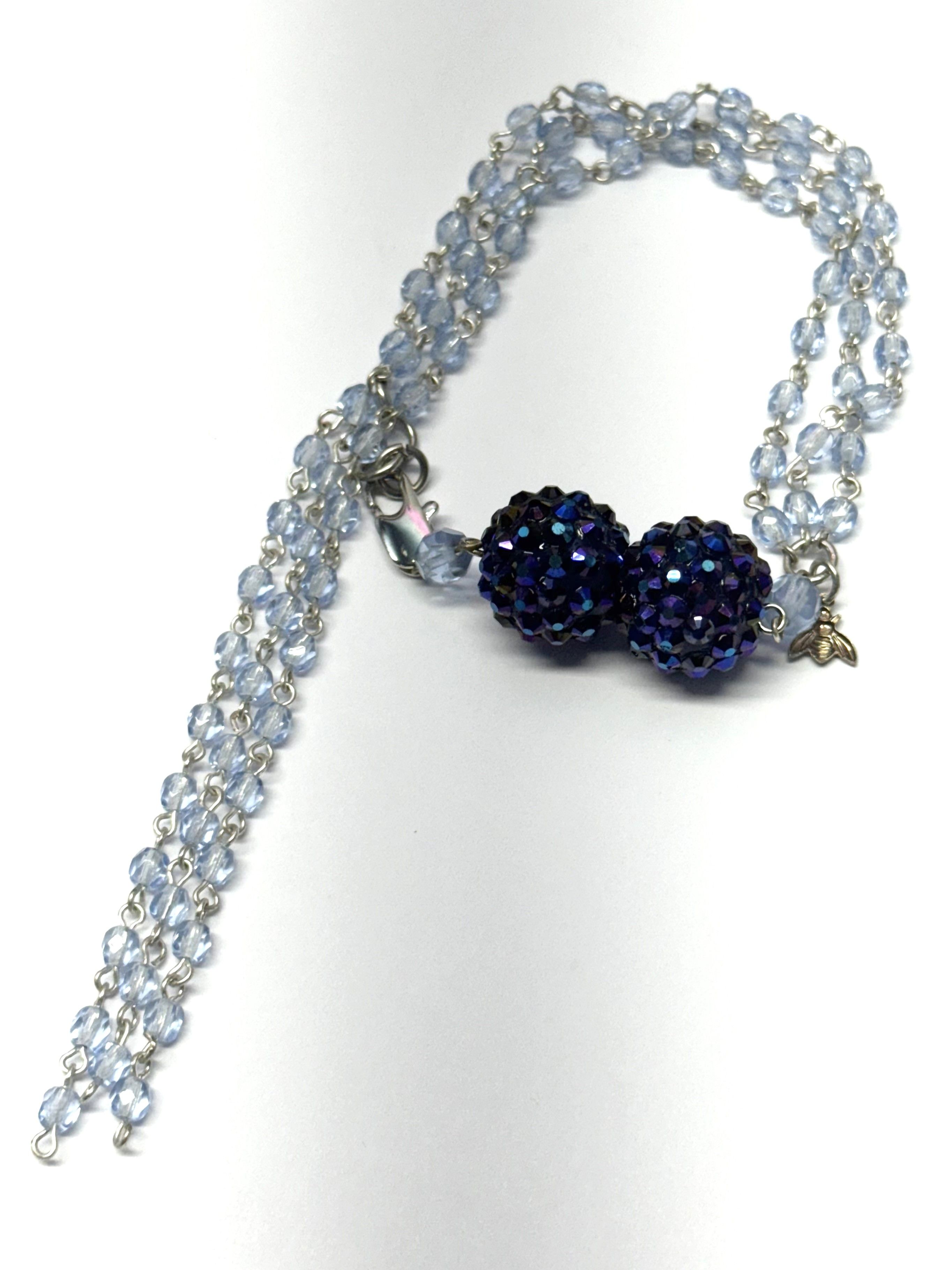 Vintage Vintage blue crystal beaded tassel rhinestone bracelet Size ONE SIZE - 1 Thumbnail