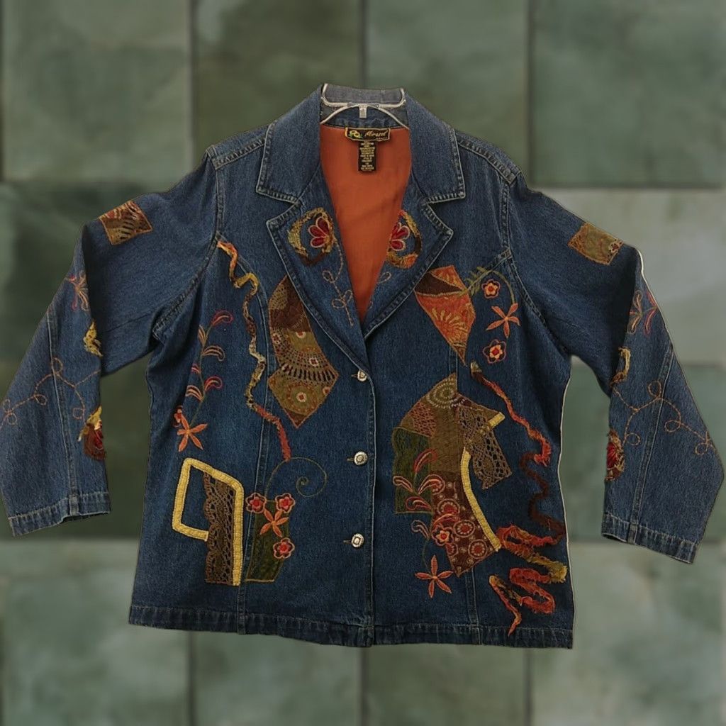 Vintage Mirasol Embroidered Dog Denim Jacket Womens Large Blue Size L / US 10 / IT 46 - 1 Thumbnail