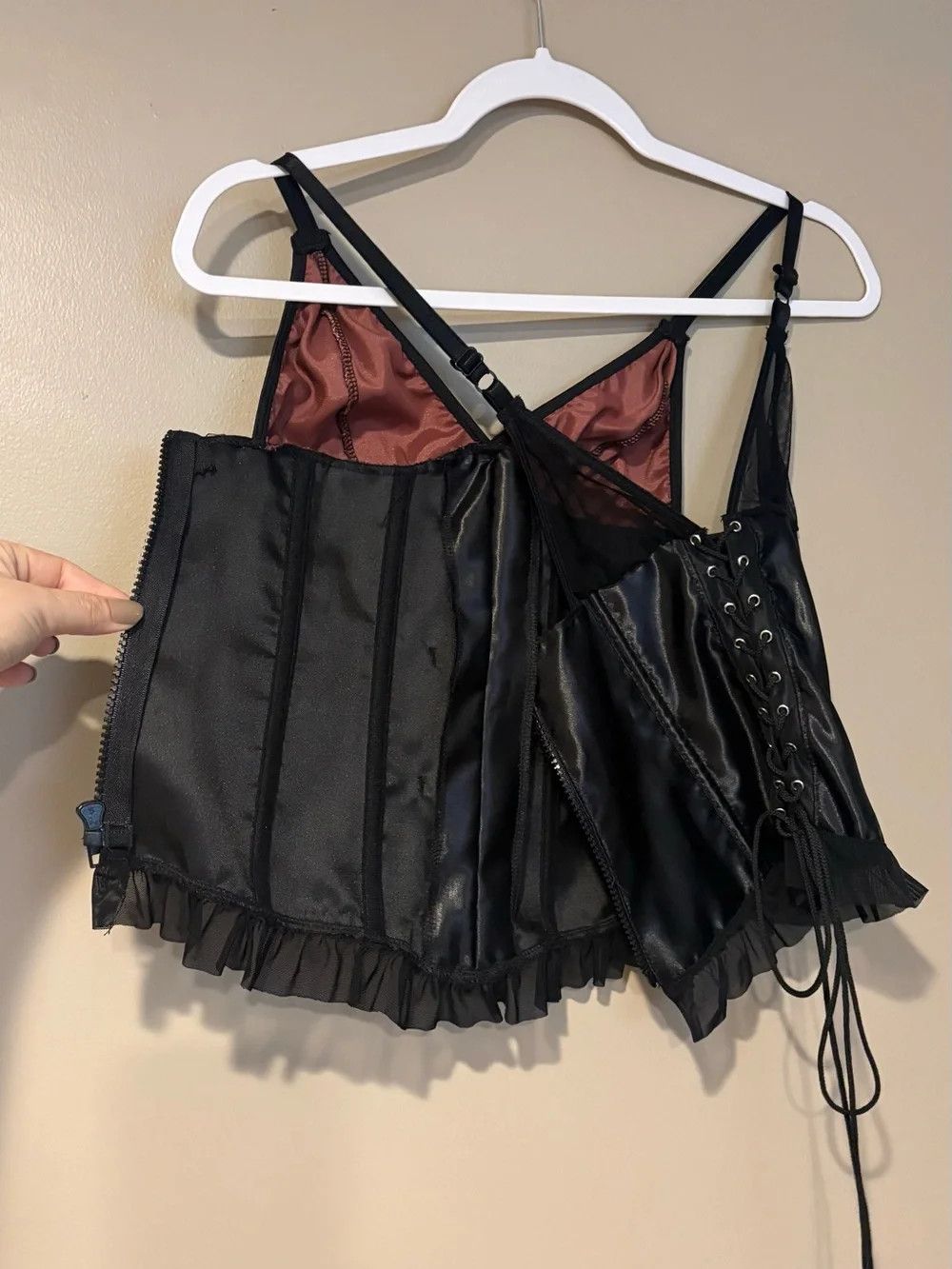 Other cherry leather and mesh satin corset bustier lace up tank Size S / US 4 / IT 40 - 7 Thumbnail