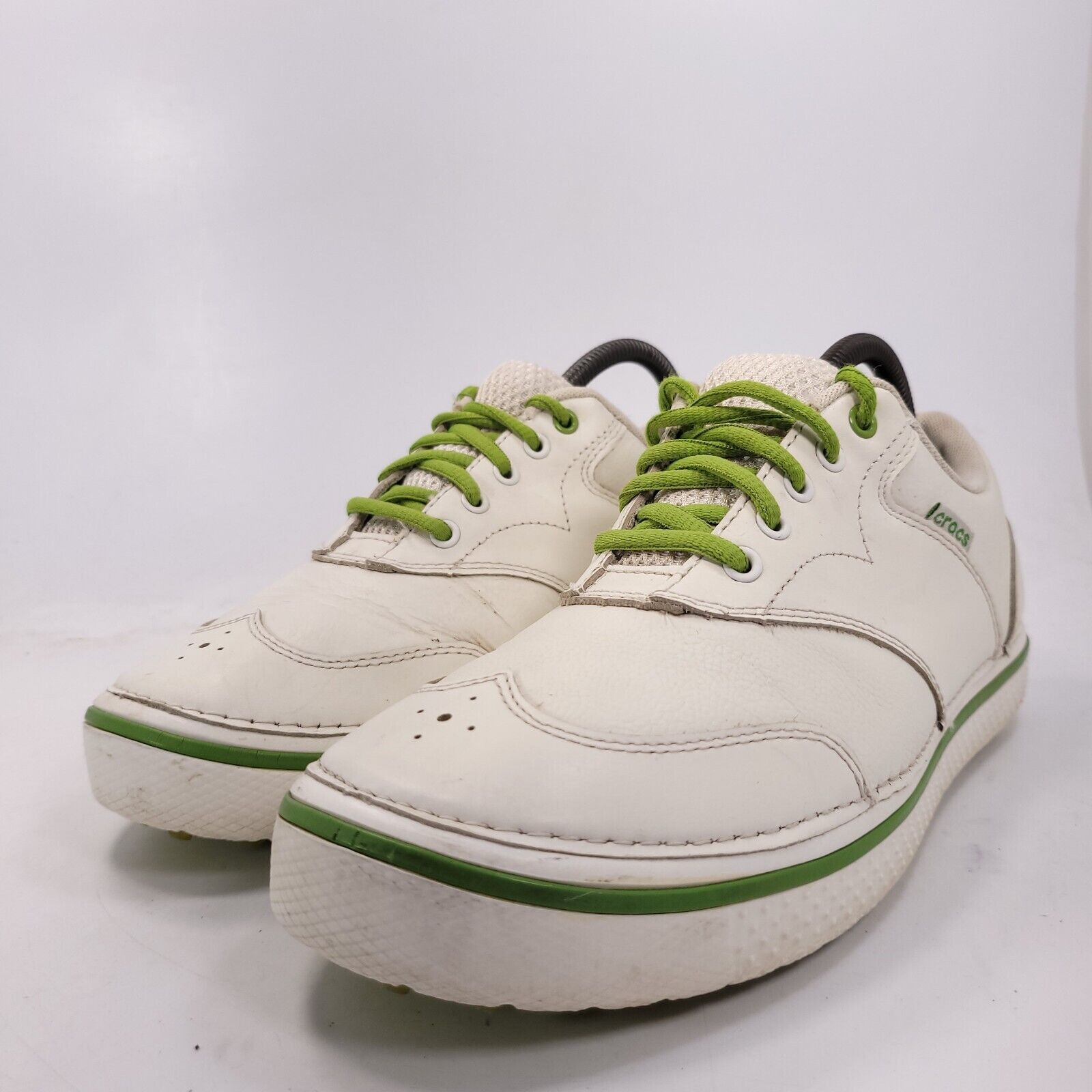 Crocs Crocs Athletic Leather Golf Shoe Mens Size 8 White Green Size US 8 / EU 41 - 1 Thumbnail