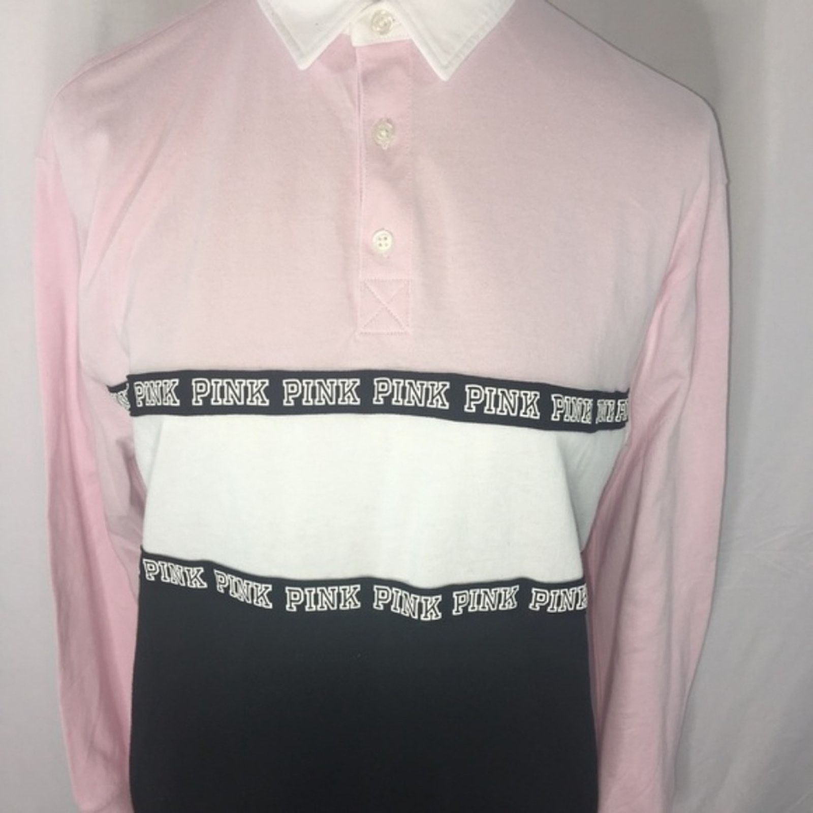 Pink × Victoria's Secret NWT VS Pink Women's Rugby Polo Shirt Long Sleeve Size Small Size S / US 4 / IT 40 - 6 Thumbnail