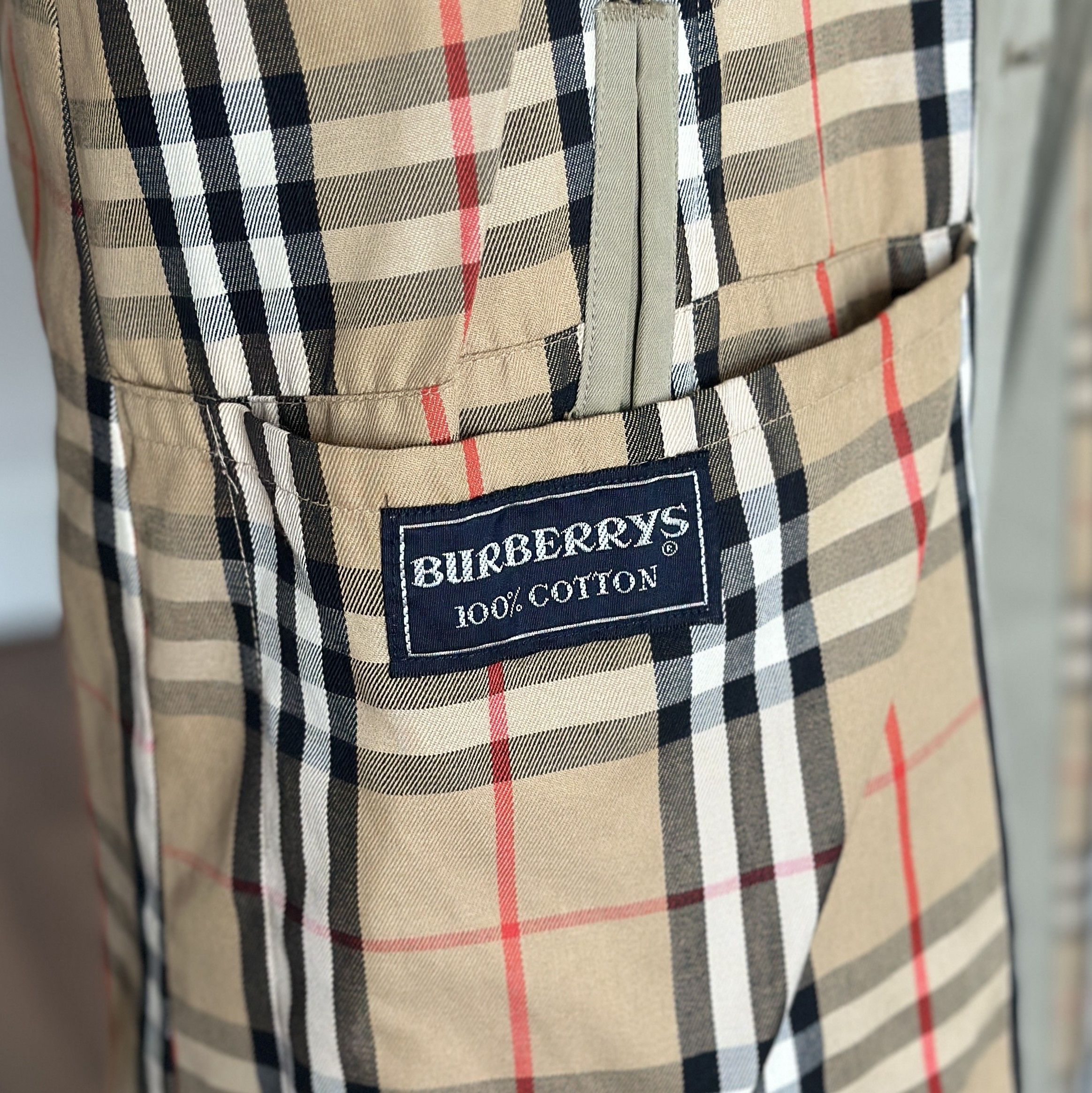 Burberry Vintage BURBERRYS 100% Cotton Long Coat Nova Check Lining Size US XL / EU 56 / 4 - 16 Thumbnail