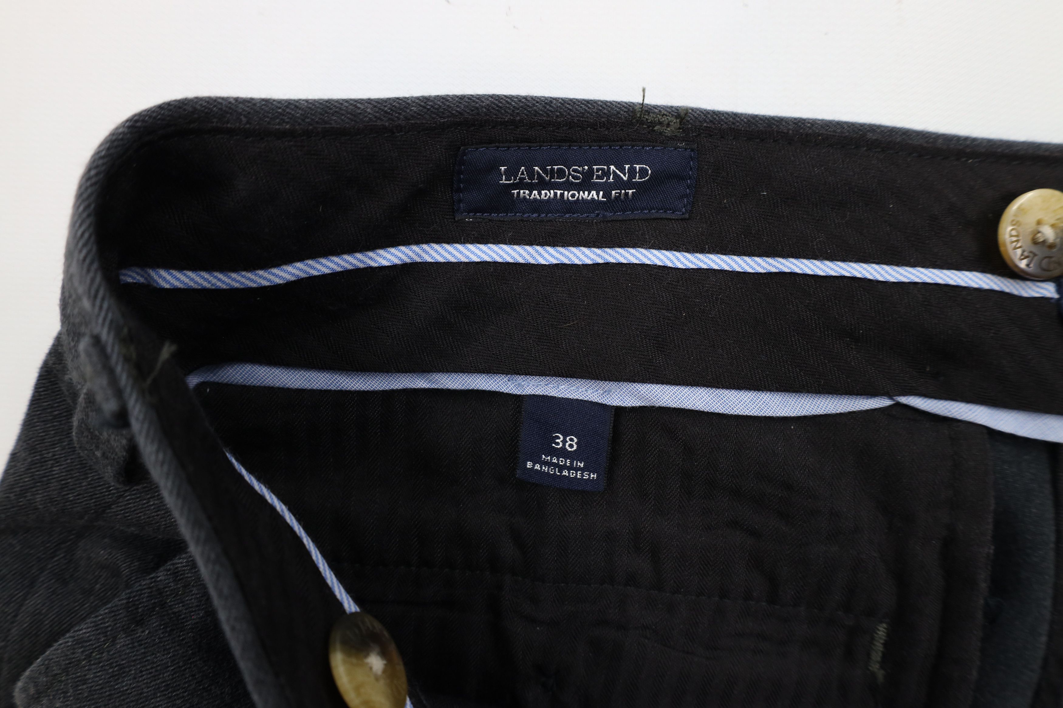 Lands' End × Vintage Vintage 90s Lands End Cotton Pleated Cuffed Wide Leg Pants Size US 38 / EU 54 - 7 Thumbnail