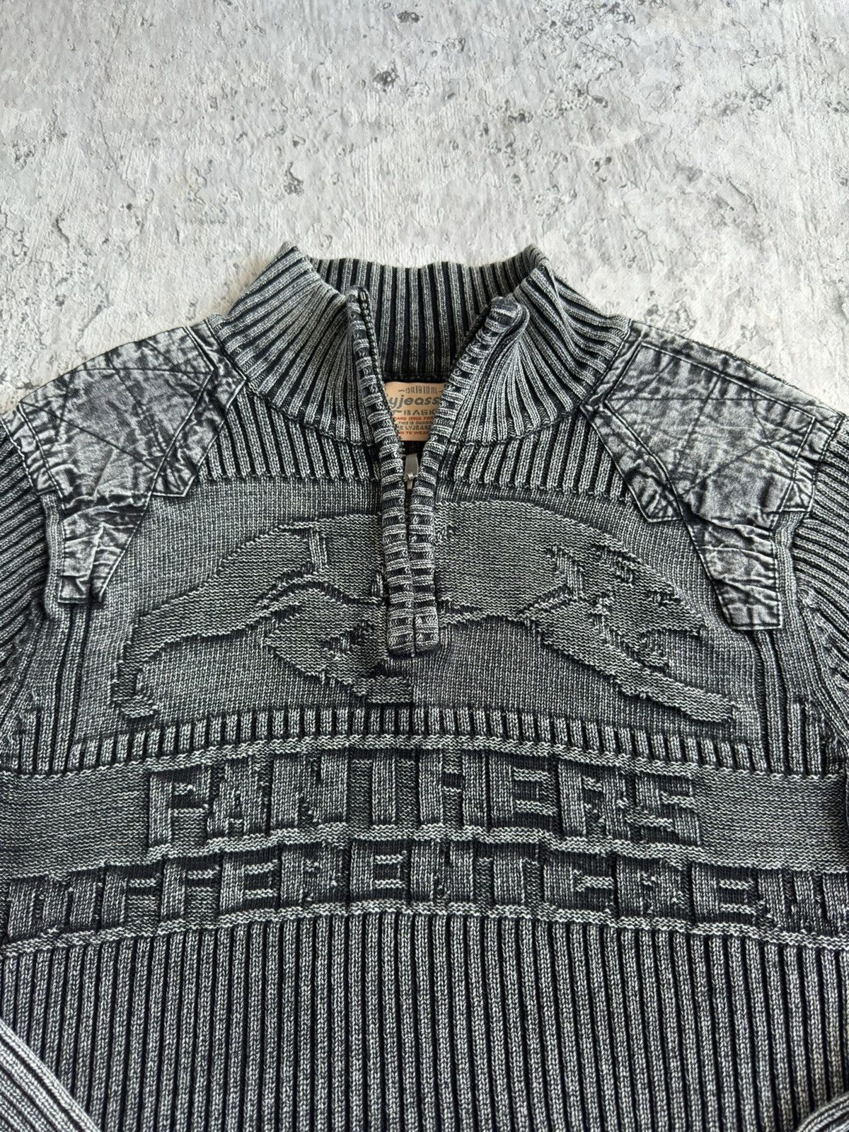 Diesel Vintage 90s Avant Garde Striped Grey Half Zipped Sweater Size US M / EU 48-50 / 2 - 5 Thumbnail