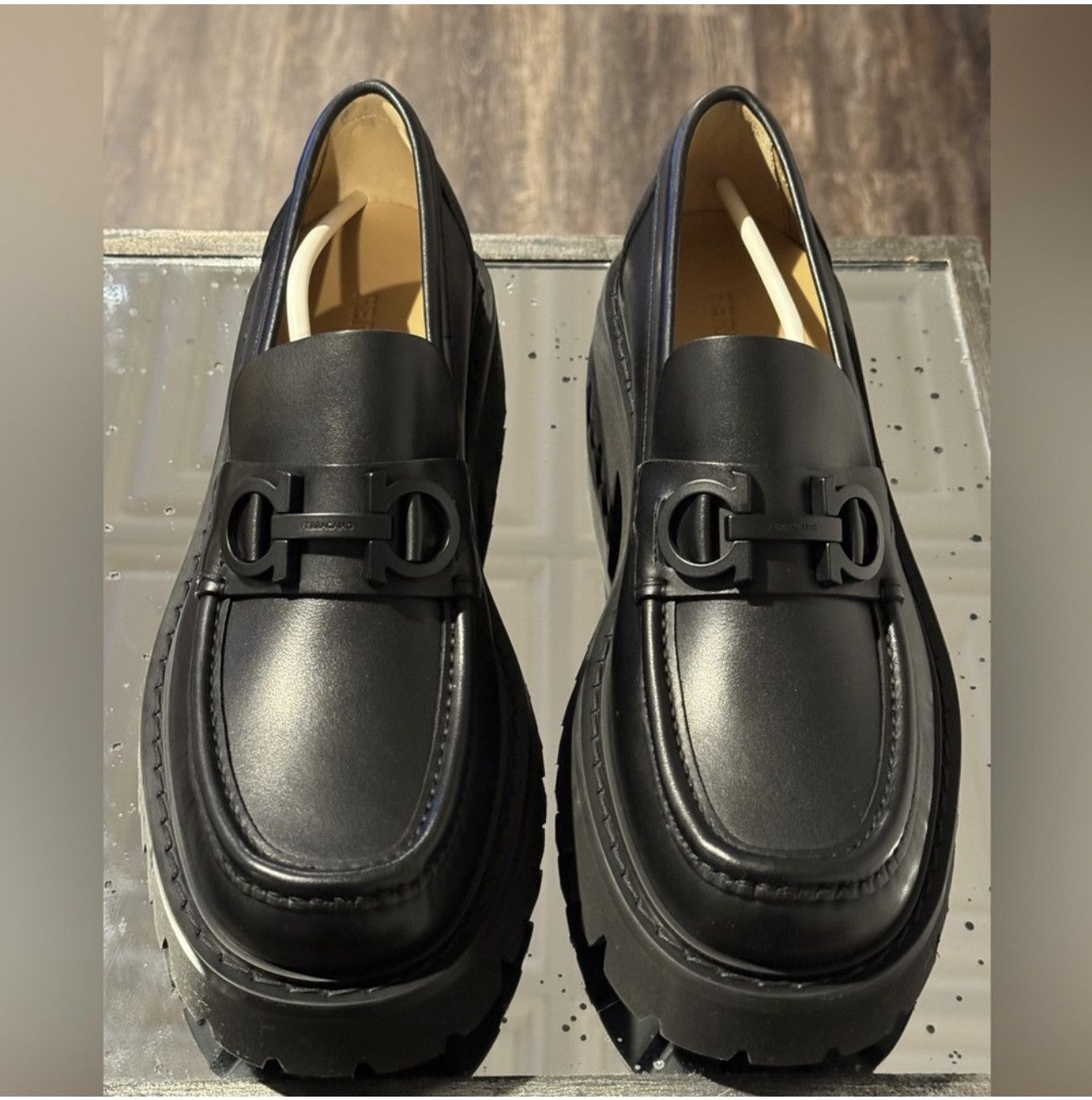Salvatore Ferragamo Florian Leather Lug-Sole Platform Loafers Size US 8.5 / EU 41-42 - 3 Thumbnail
