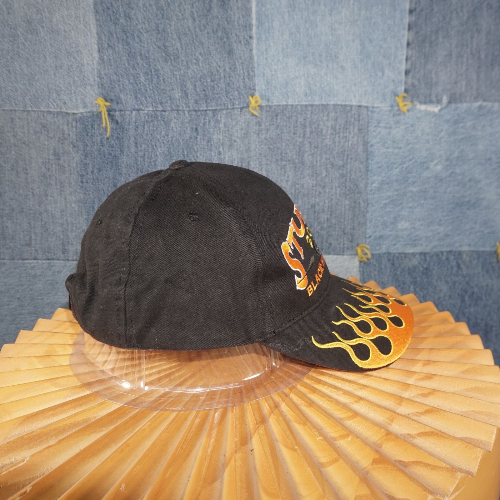 Harley Davidson OSFA- Vintage / Y2K 00's Flame Embroidered Black Sturgis Hat Size ONE SIZE - 5 Thumbnail