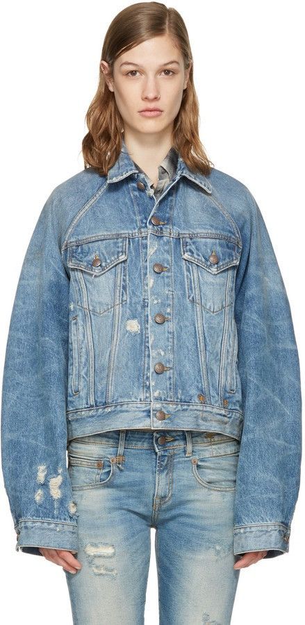 R13 Raglan Denim Jacket Unisex Oversized Trucker Distressed