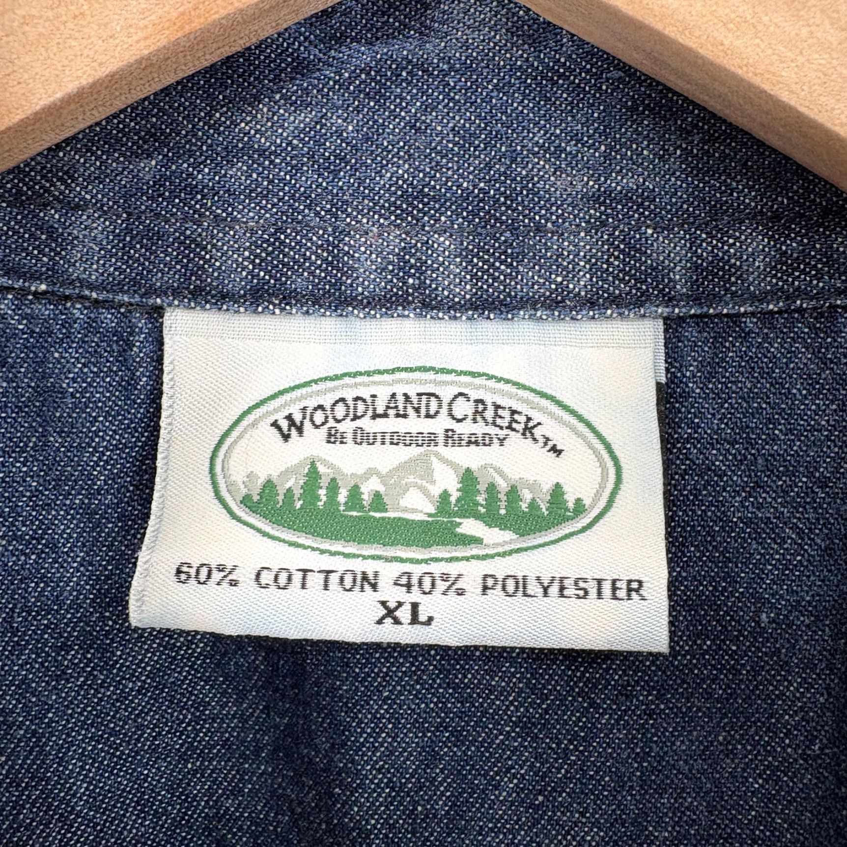 Vintage VINTAGE Woodland Creek Shirt Mens XL Blue Denim Short Sleeve Button Up Western Size US XL / EU 56 / 4 - 3 Thumbnail