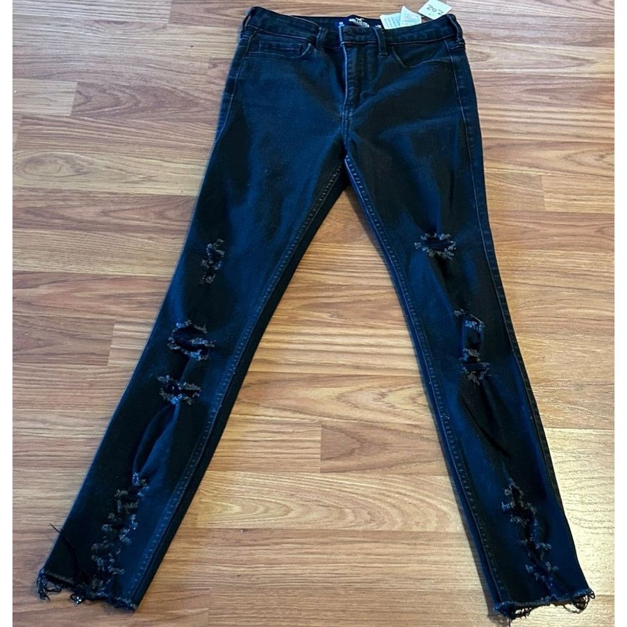 Hollister Hollister Black Distressed Cut-Up Jeans - Size 1 Waist 25 Size 25" / US 0 / IT 36 - 5 Thumbnail