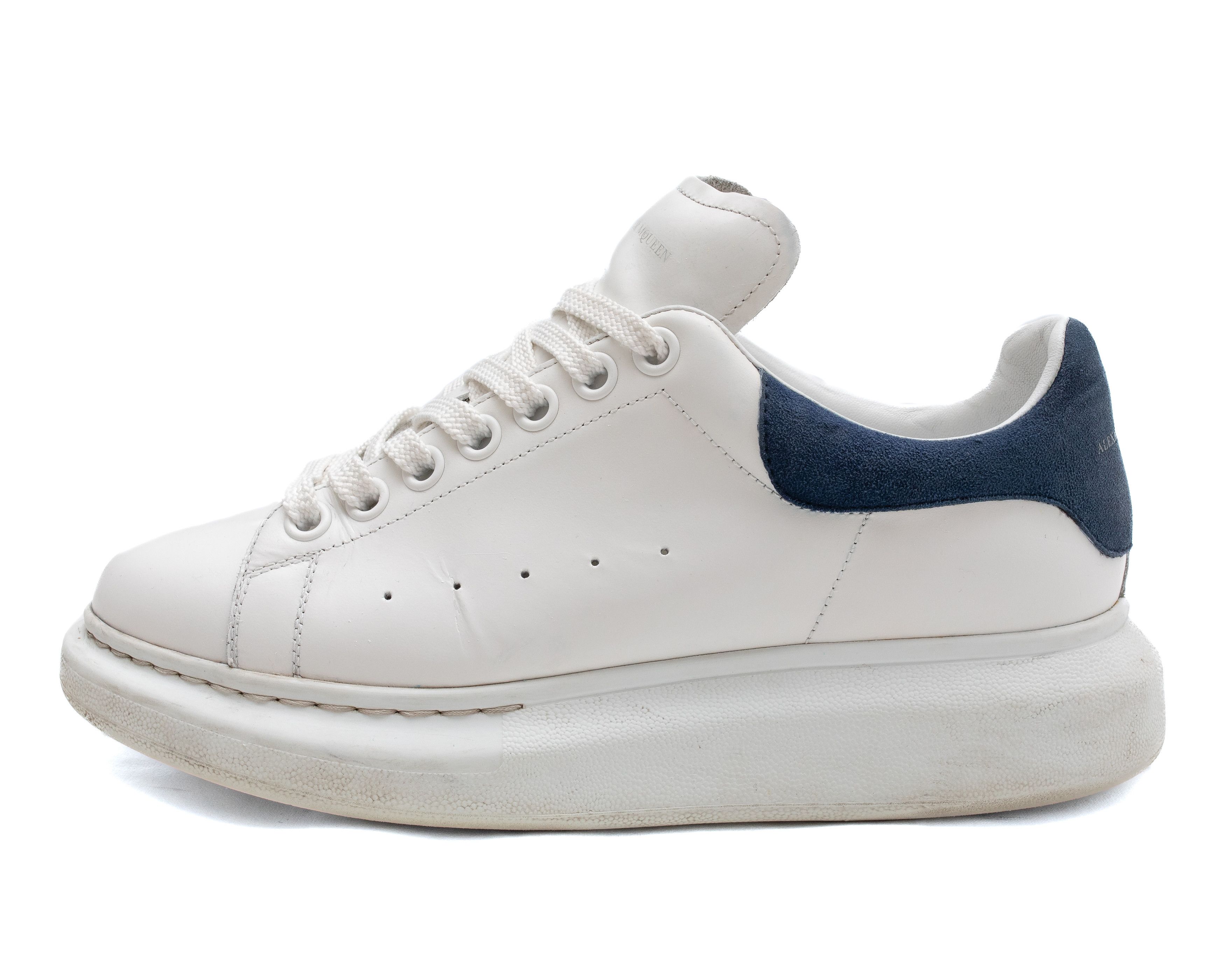 Alexander McQueen ALEXANDER McQUEEN Chunky White Leather Blue Suede Sneakers Size US 6 / EU 39 - 2 Thumbnail