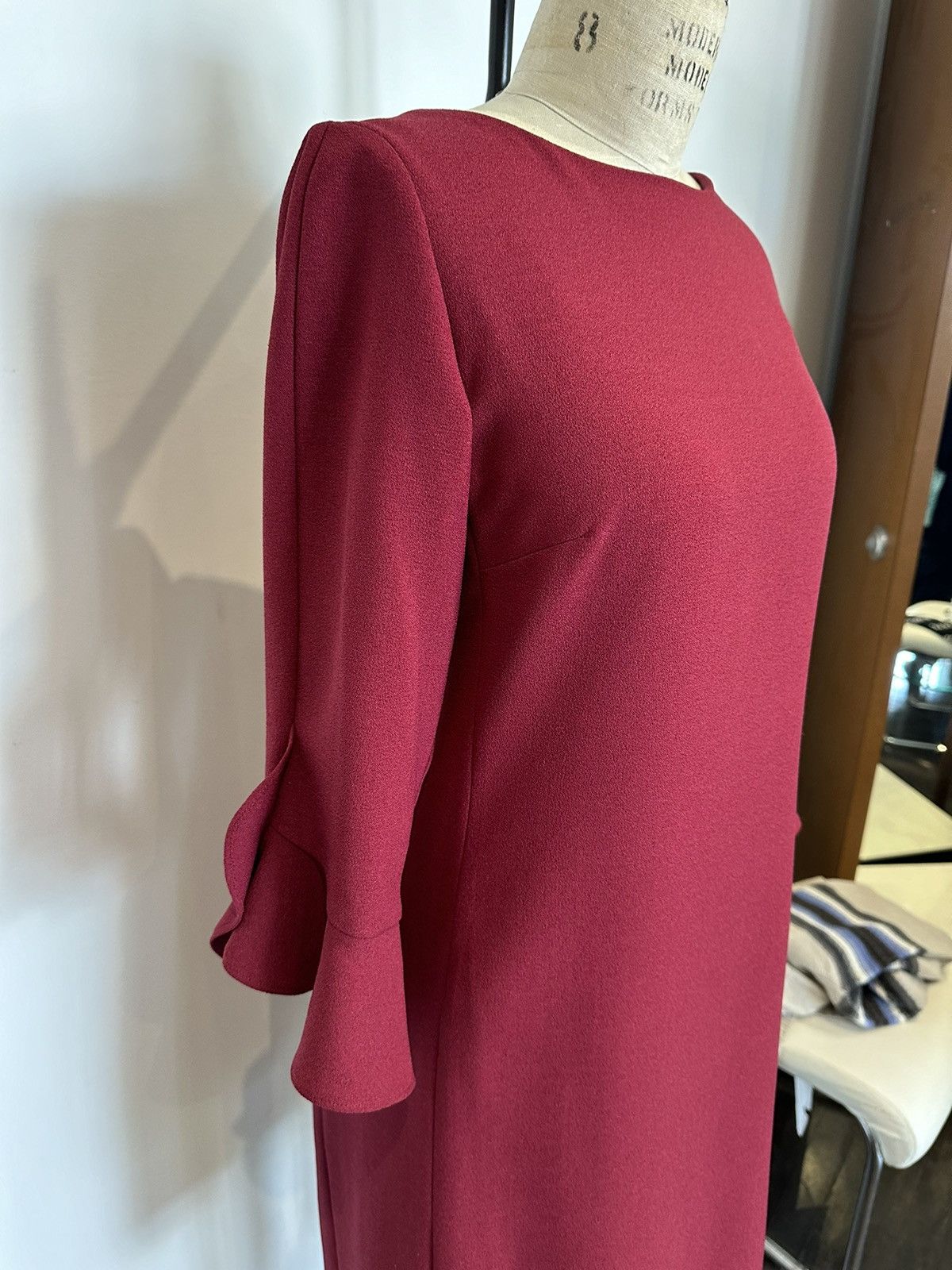 Karl Lagerfeld KARL LAGERFELD PARIS Wine Red Dress Size L / US 10 / IT 46 - 5 Thumbnail