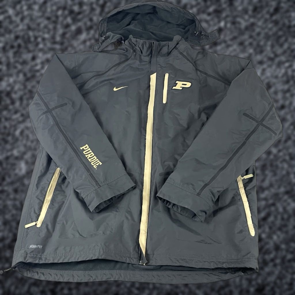 Nike Nike Purdue Jacket Mens XL Nylon Full Zip Removable Hood Vintage Y2K College Football Bomber Jacket Size US XL / EU 56 / 4 - 1 Thumbnail