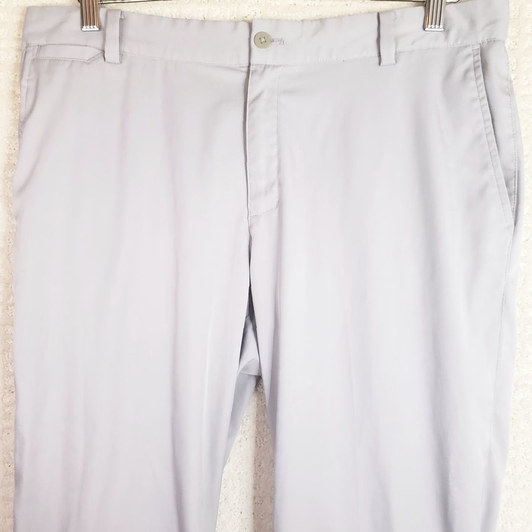 Nike Nike Dri-Fit Golf Pants Mens 34x32 Gray Flat Front Chino Slim Regular Waist 34 Inseam 32 Logo Button Pockets Size US 34 / EU 50 - 3 Thumbnail