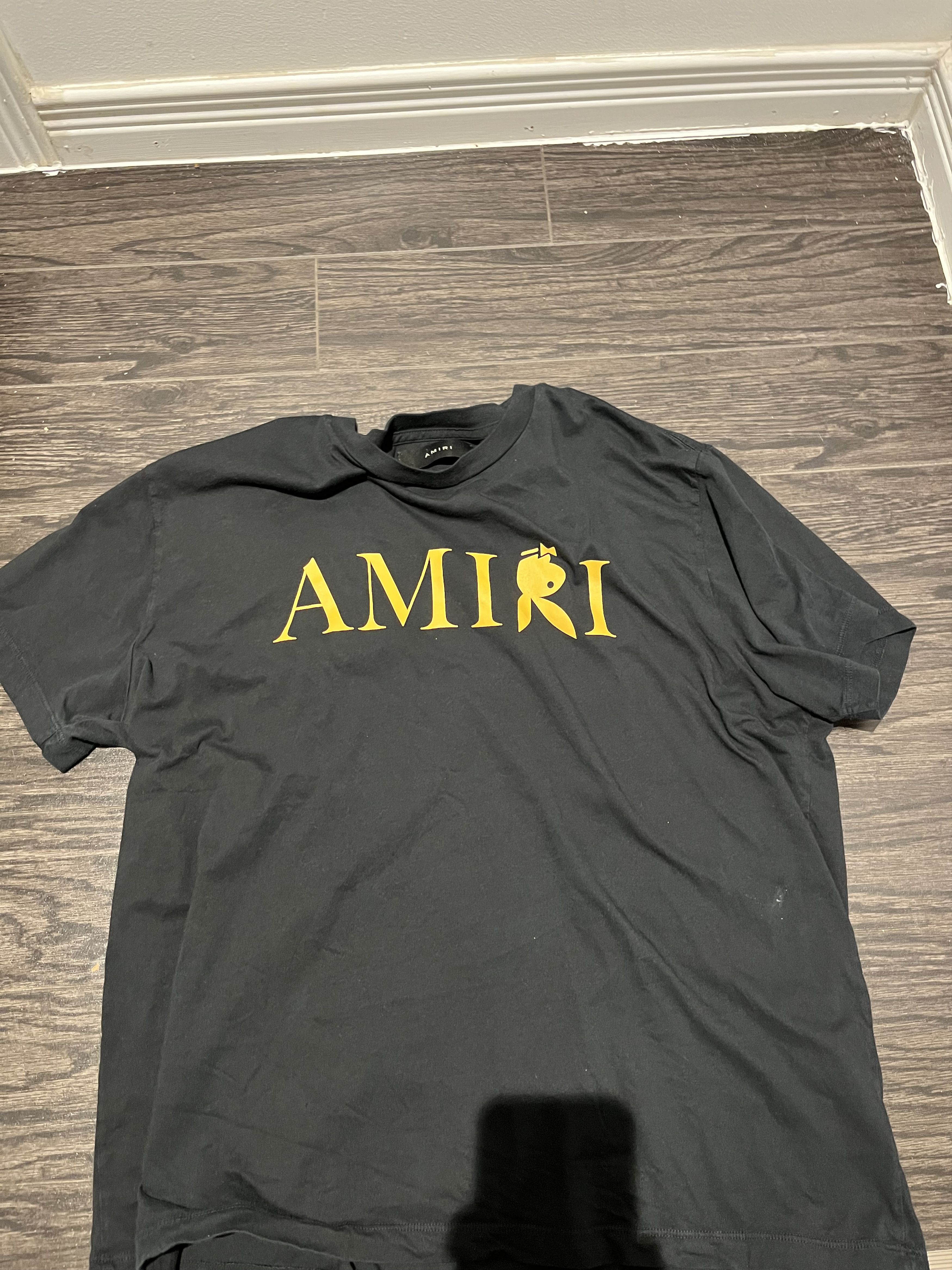 Amiri Amiri Playboy T Shirt Navy Yellow Logo | Grailed