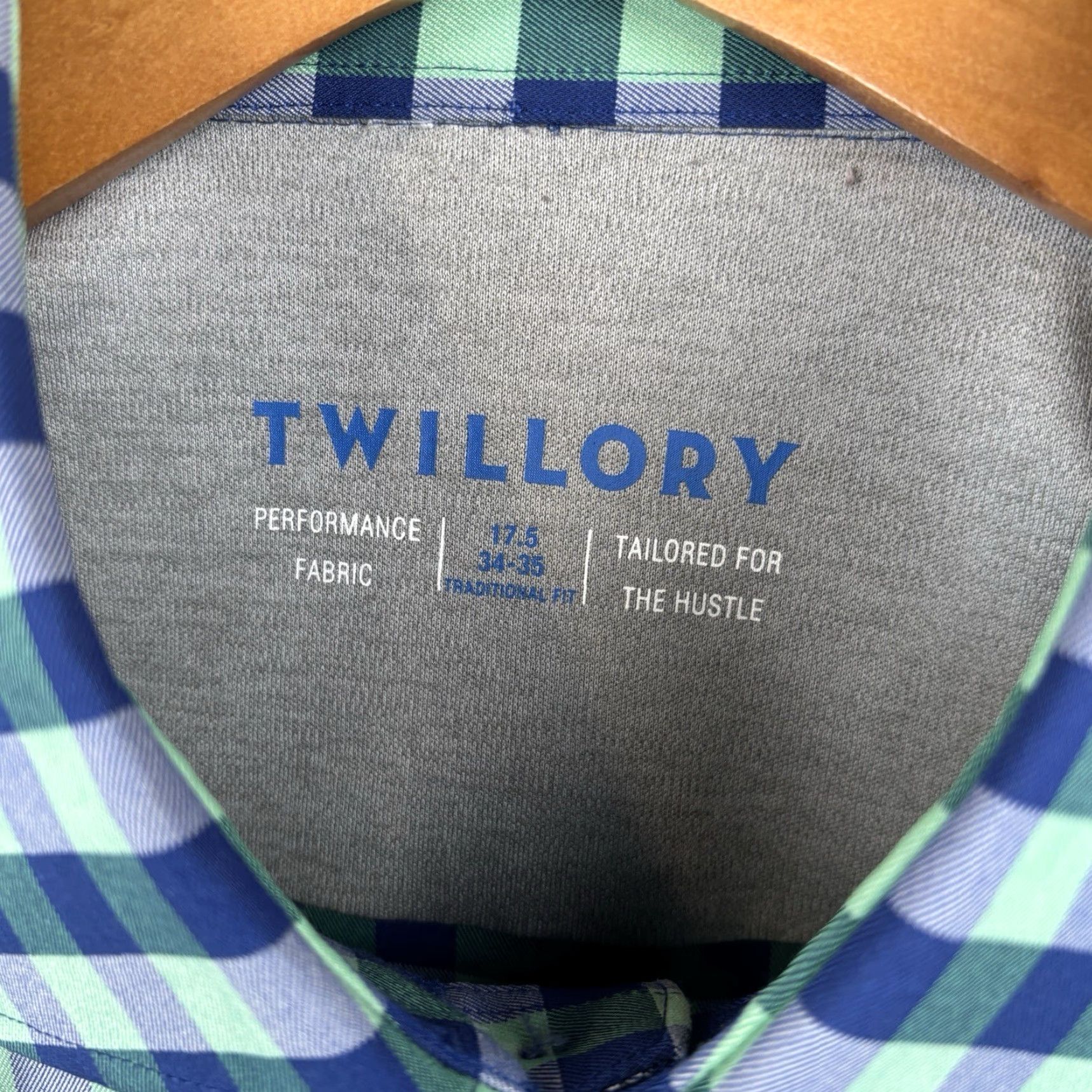 Vintage Twillory Button Shirt Mens 17.5 34-35 Green Blue Check Stretch Dress Shirt Casual Workwear Size US XXL / EU 58 / 5 - 3 Thumbnail