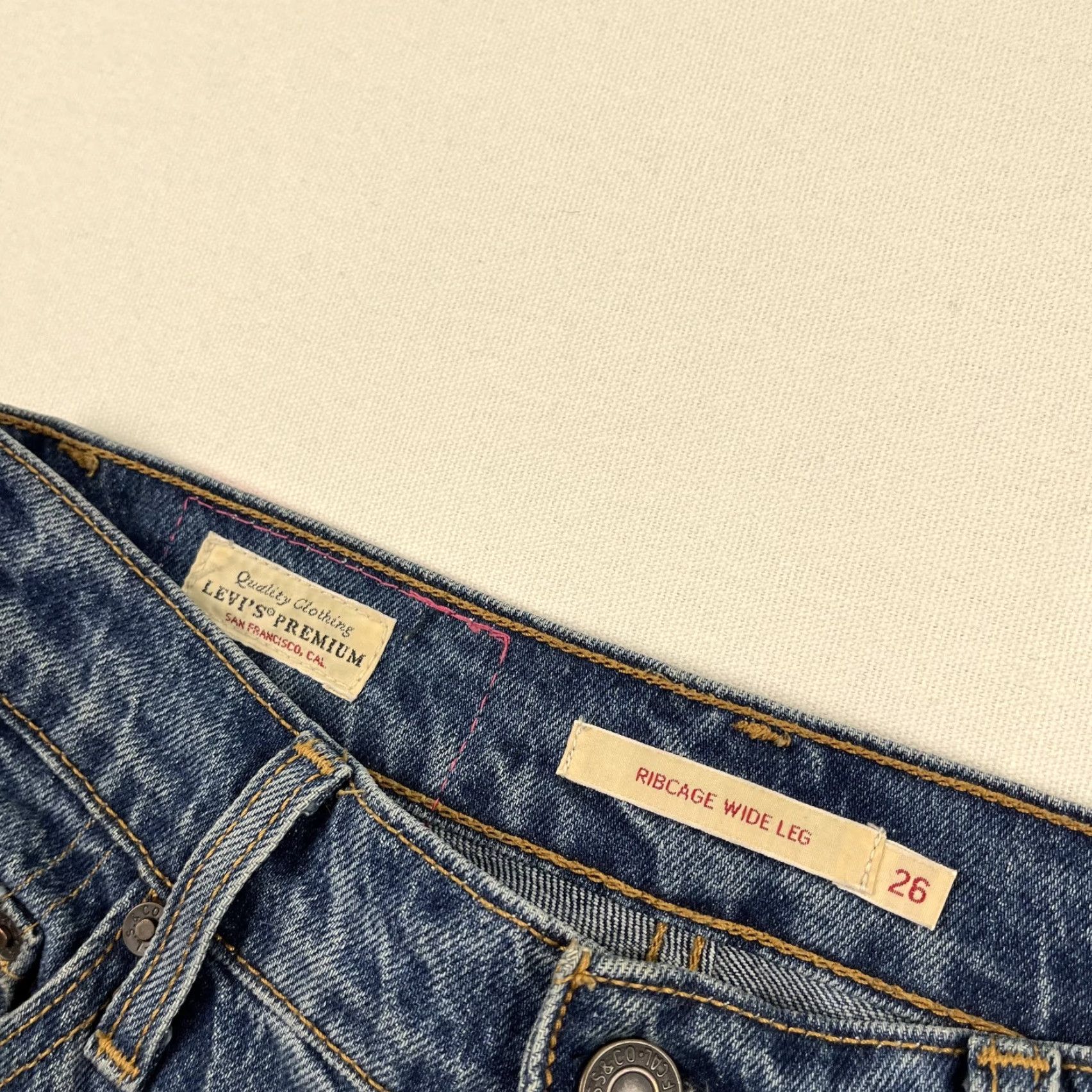 Levi's Levi's Ribcage Wide-Leg Jeans Size 26 W26 L28 Blue Denim Embroidered Skate Y2K Womens Size 26" / US 2 / IT 38 - 3 Thumbnail