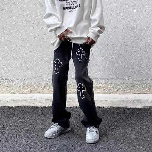Japanese Brand × Jean Street hip hop cross print jeans Size US 32 / EU 48 - 4 Thumbnail