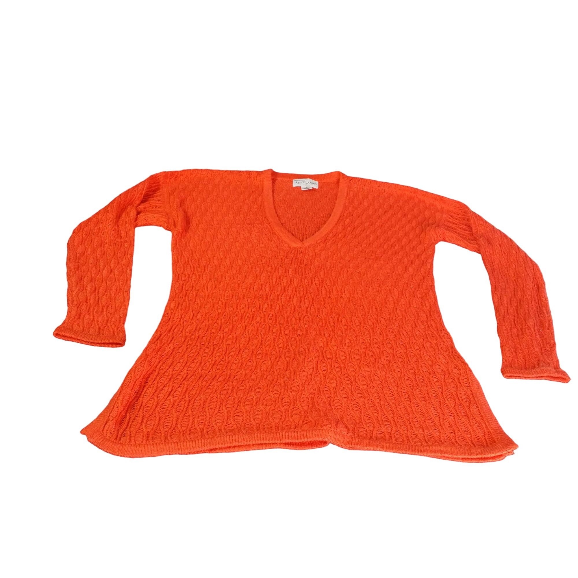 Bloomingdale's Bloomingdales V Neck Cable Knit Sweater Women Sz M Orange Si Size M / US 6-8 / IT 42-44 - 1 Thumbnail