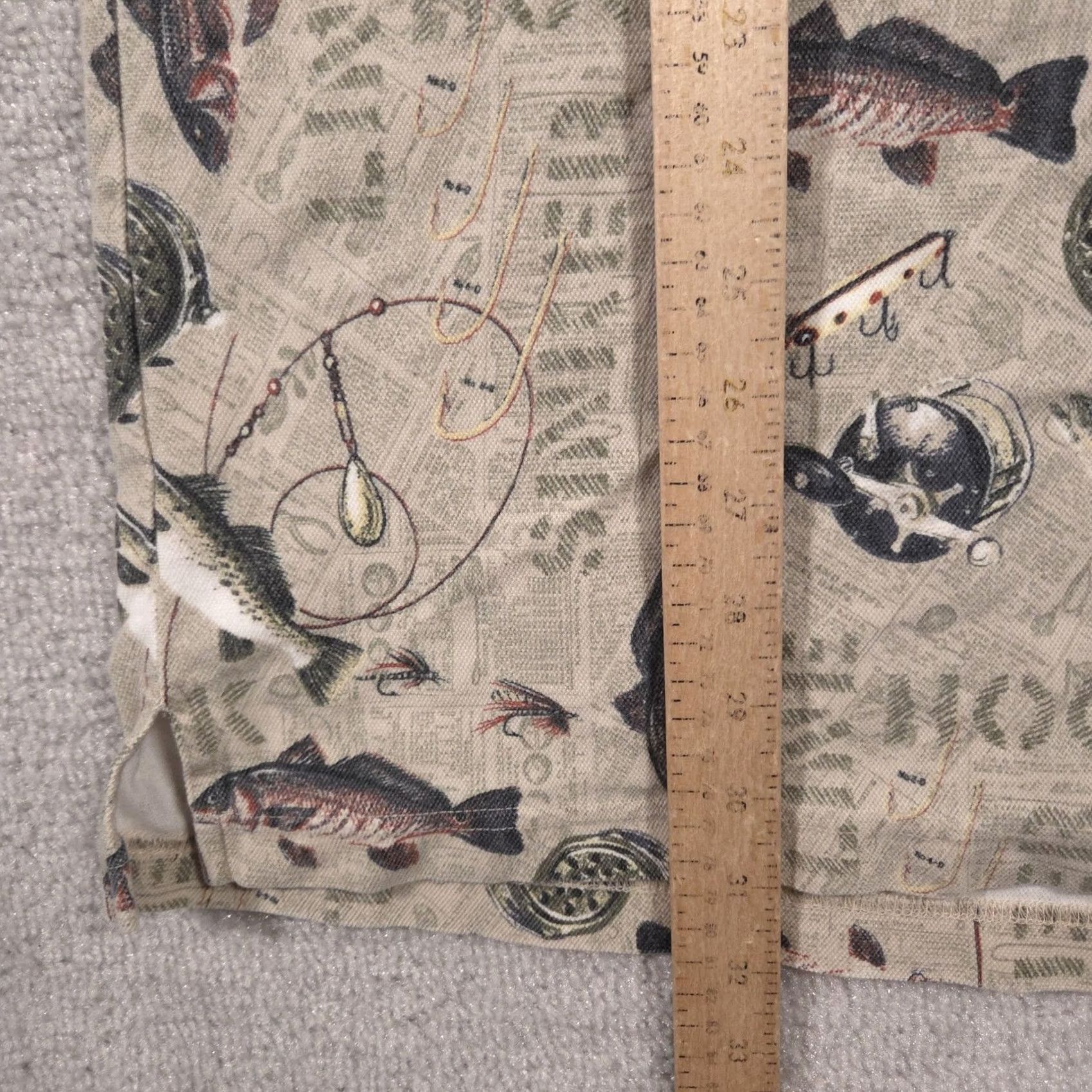 Vintage Reel Legends Polo Shirt Mens XL Beige Fishing Graphic Allover Print Cotton Size US XL / EU 56 / 4 - 7 Thumbnail